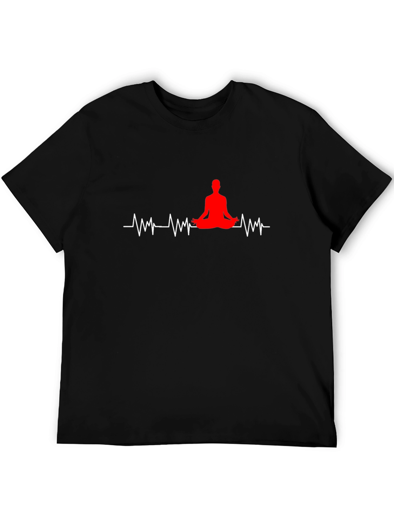 Black Yoga Heartbeat T-Shirt - Meditate in Style view 5