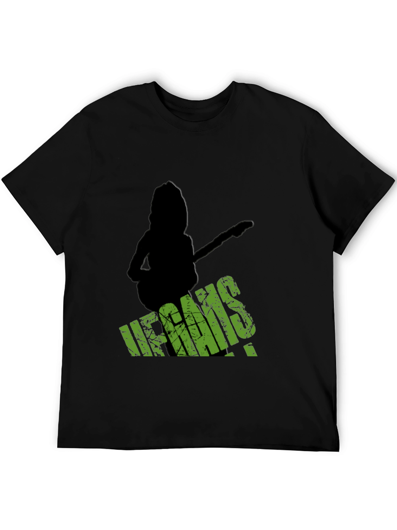 Black Vegans Guitar T-Shirt - Black Crew Neck Tee view 5