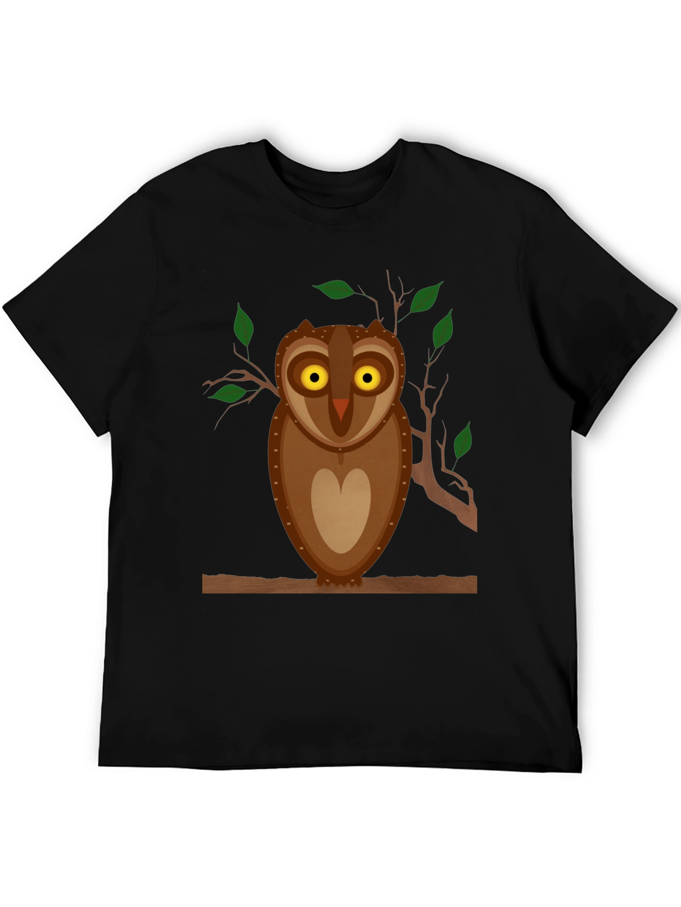 Black Owl Graphic Tee - Black Cotton Blend T-Shirt view 5