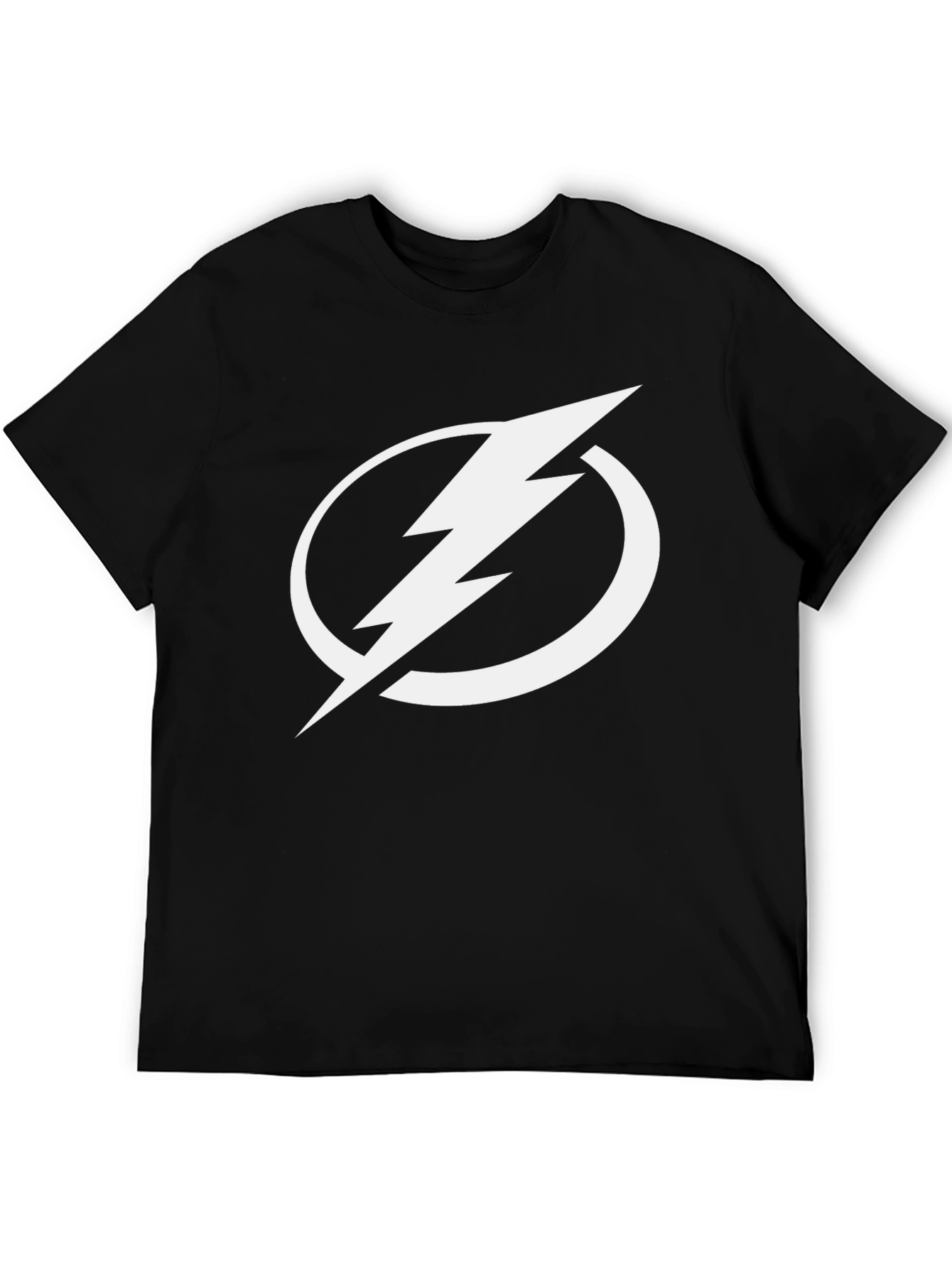 Black Lightning Bolt Graphic Tee - Black Cotton T-Shirt view 5