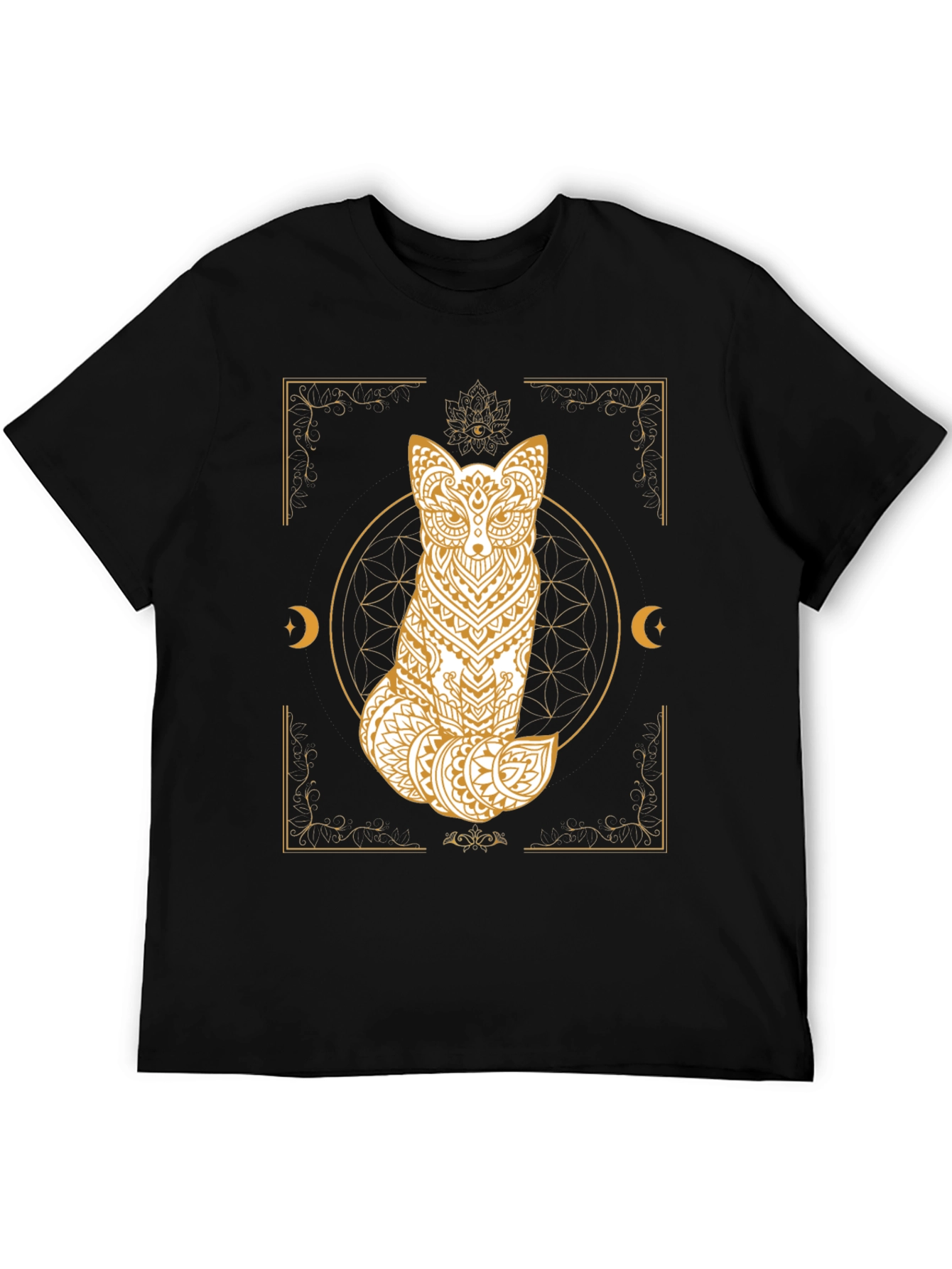 Black Mystic Fox Graphic Tee - Unisex Black T-Shirt view 5