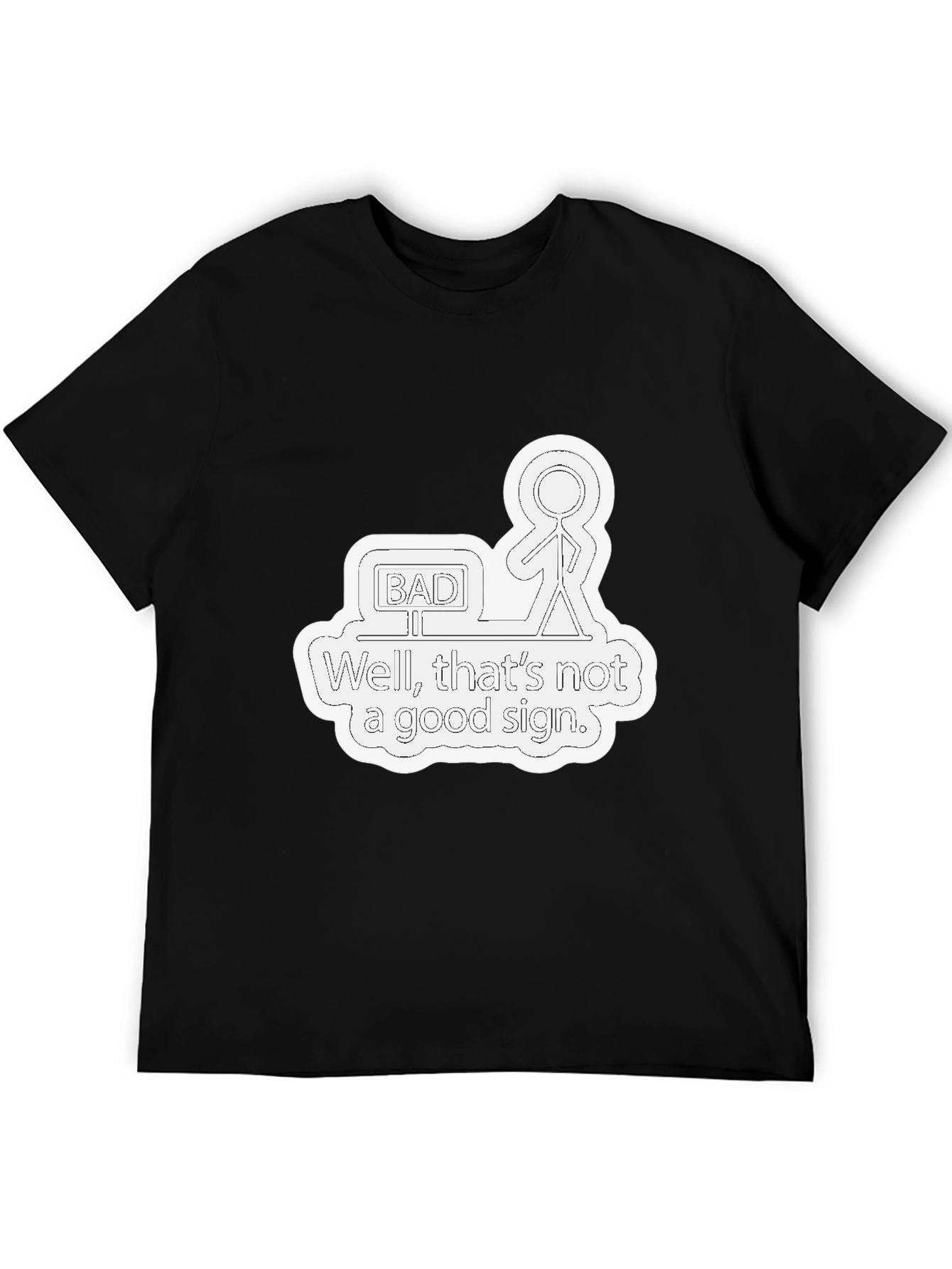 Black Funny "Bad Sign" Graphic Tee - Mens Black T-Shirt view 5