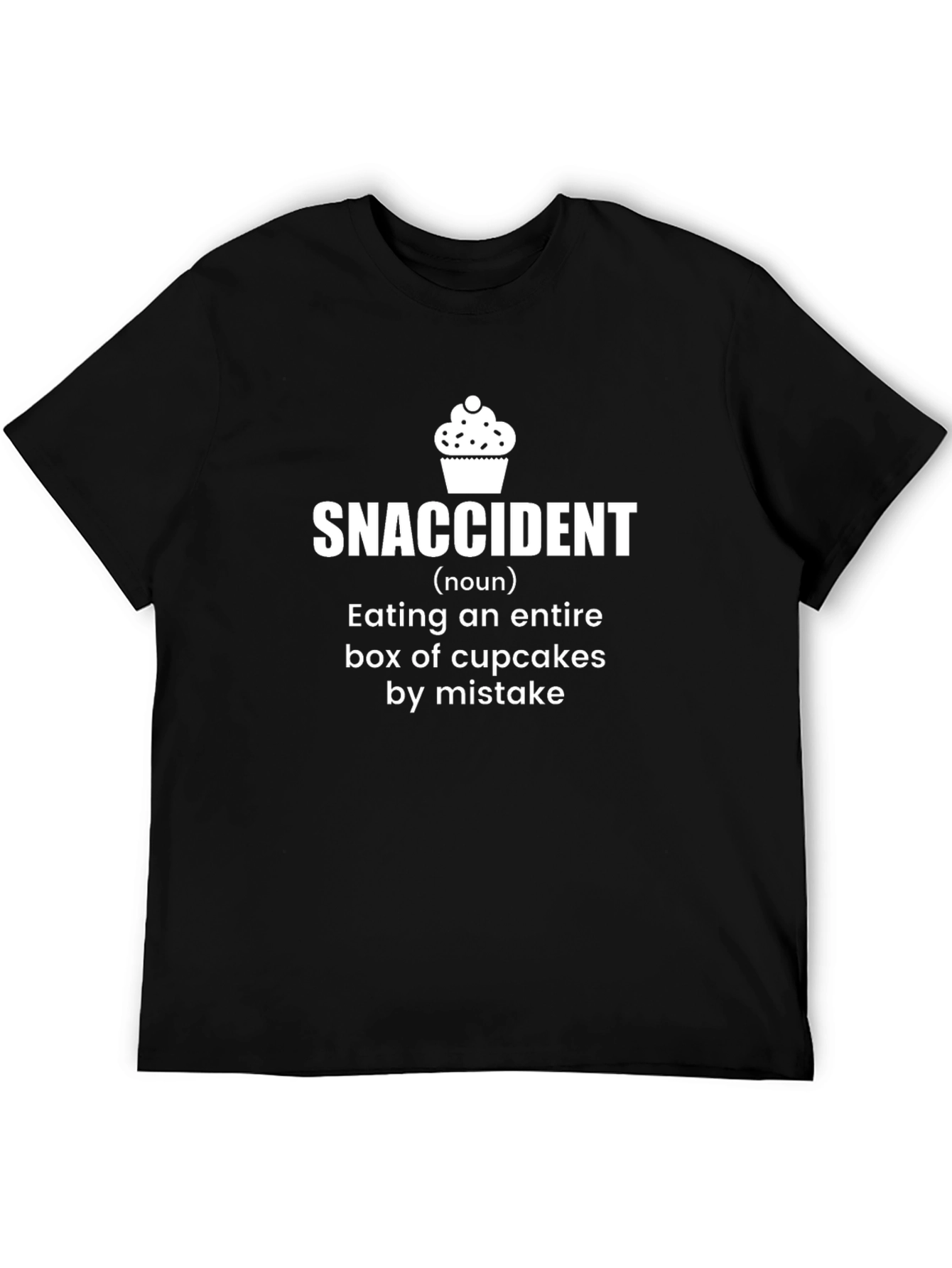 Black Snaccident Cupcake T-Shirt: Humorous Foodie Tee view 5