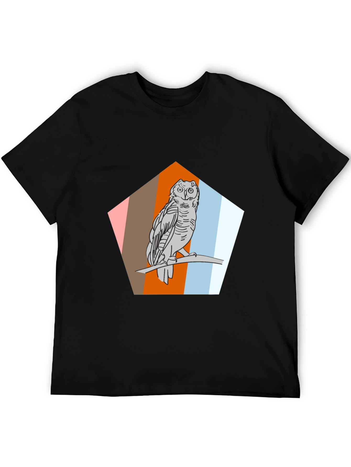 Black Owl Graphic Print Black T-Shirt view 5