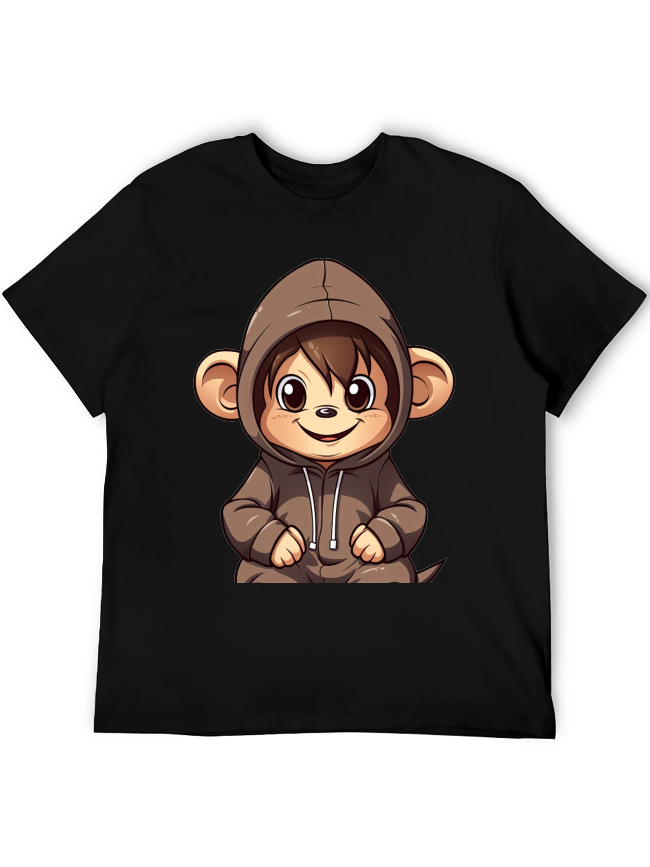 Black Cute Monkey Hoodie Graphic Tee view 5