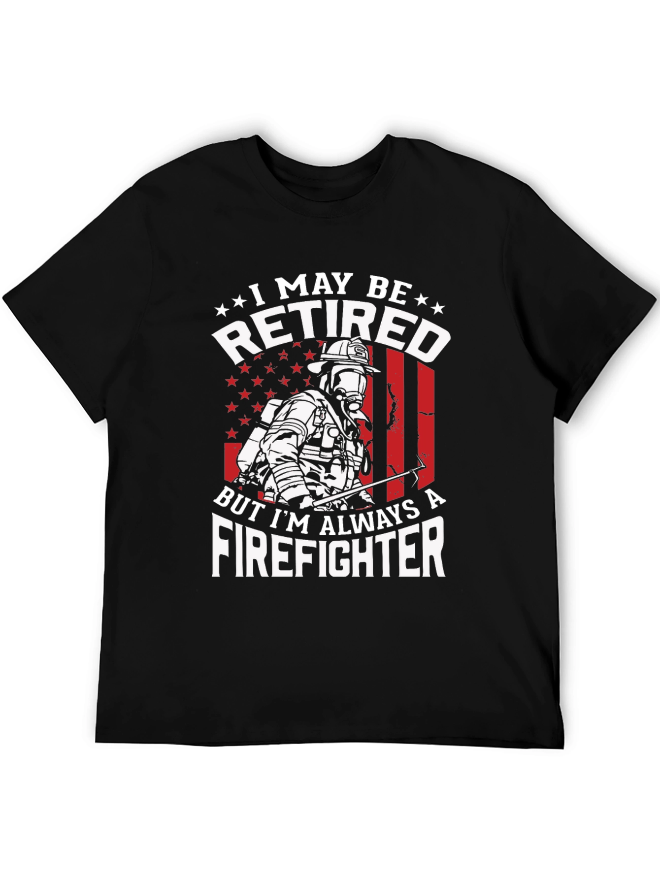 Black Retired Firefighter Graphic T-Shirt view 5