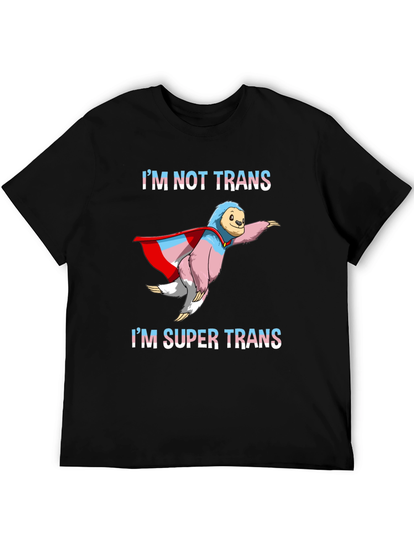 Black Super Trans Sloth T-Shirt - LGBTQ+ Pride view 5