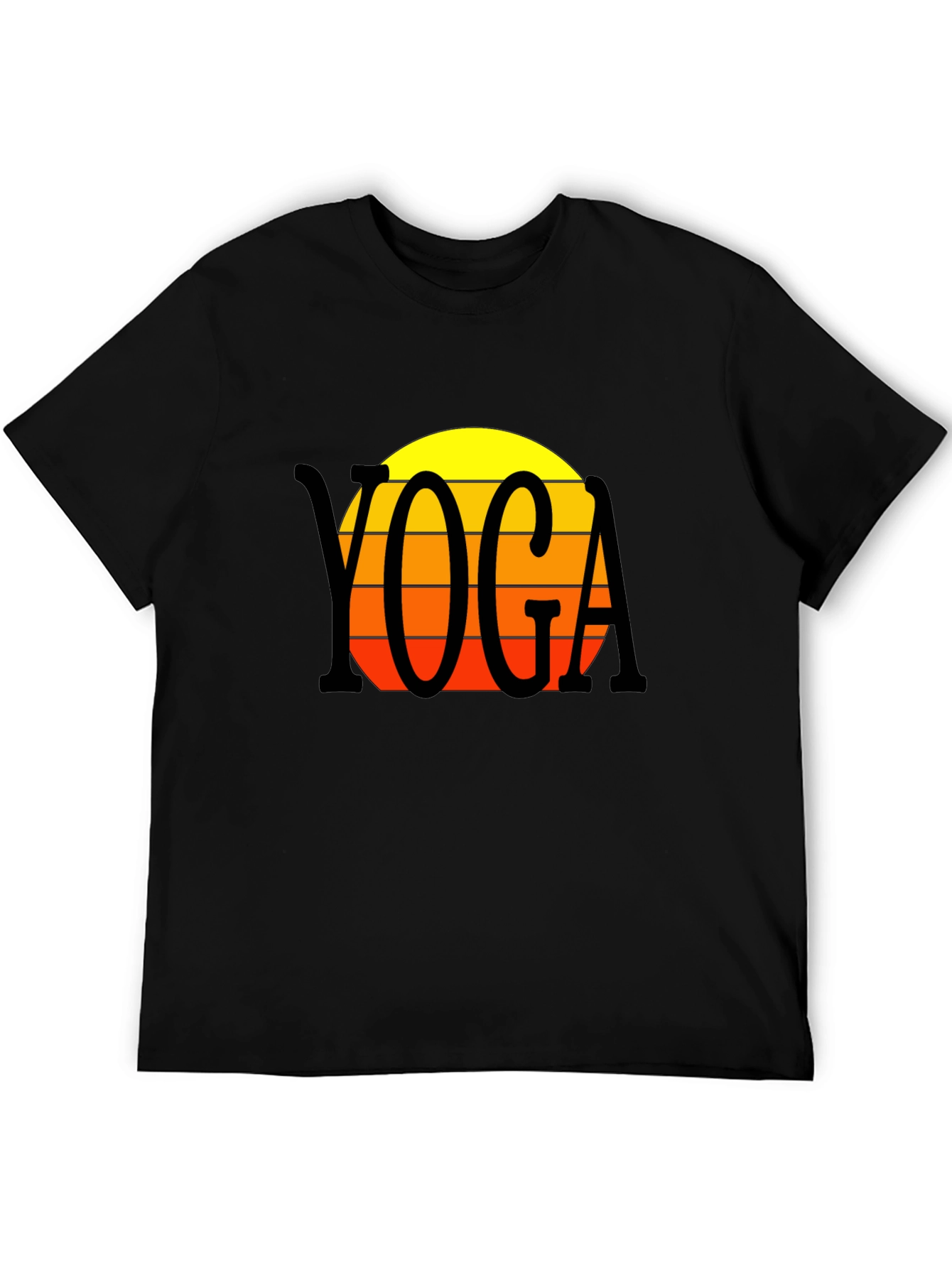 Black Yoga Sunset T-Shirt - Retro Style view 5