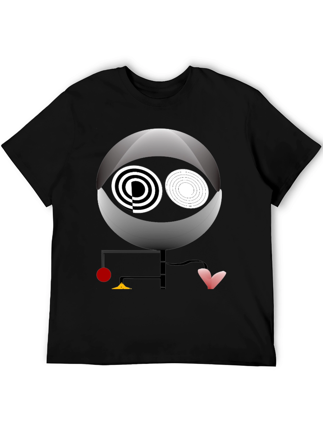 Black Abstract Graphic Print Crew Neck Tee - Modern Art Shirt view 5