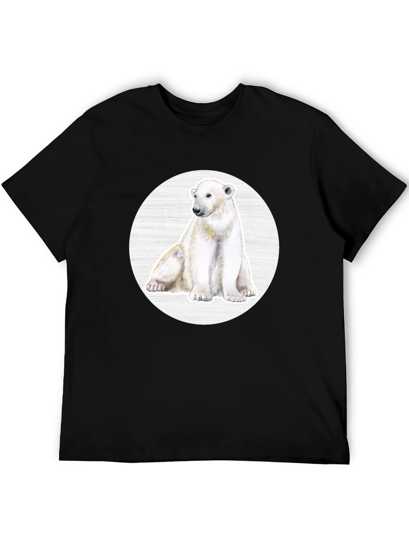 Black Polar Bear Graphic Print Crew Neck T-Shirt view 5