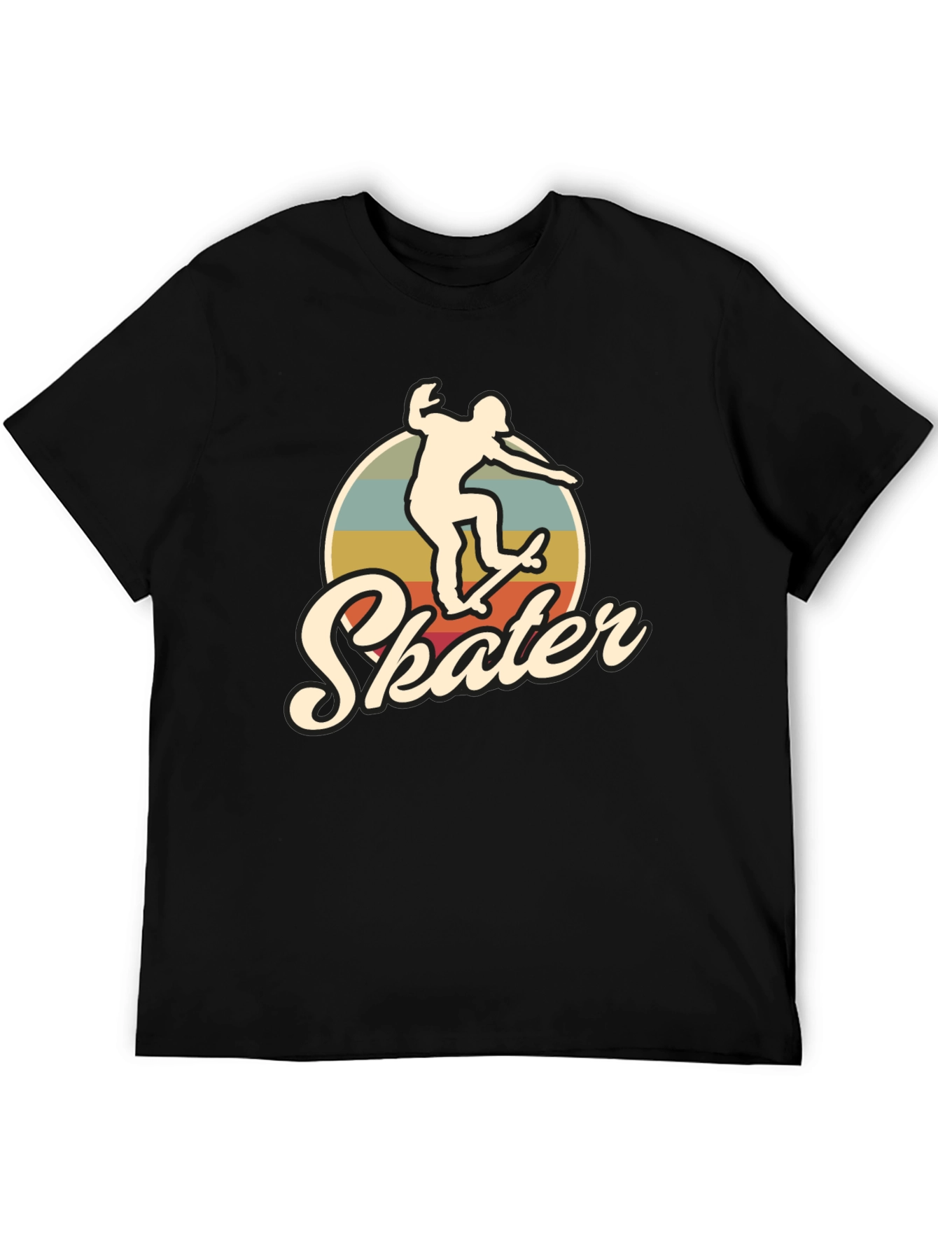 Black Retro Skater T-Shirt - Vintage Style Skateboarding Tee view 5