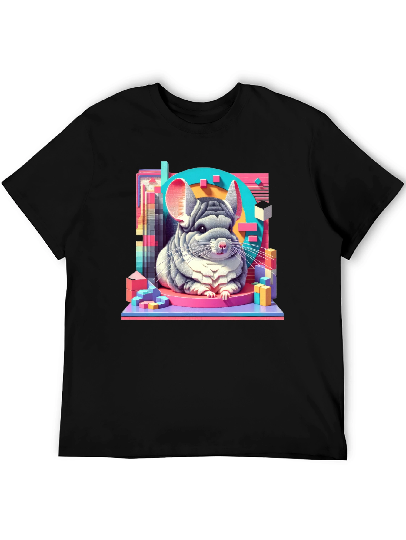 Black Chinchilla Graphic Tee - Unique Animal Art T-Shirt view 5