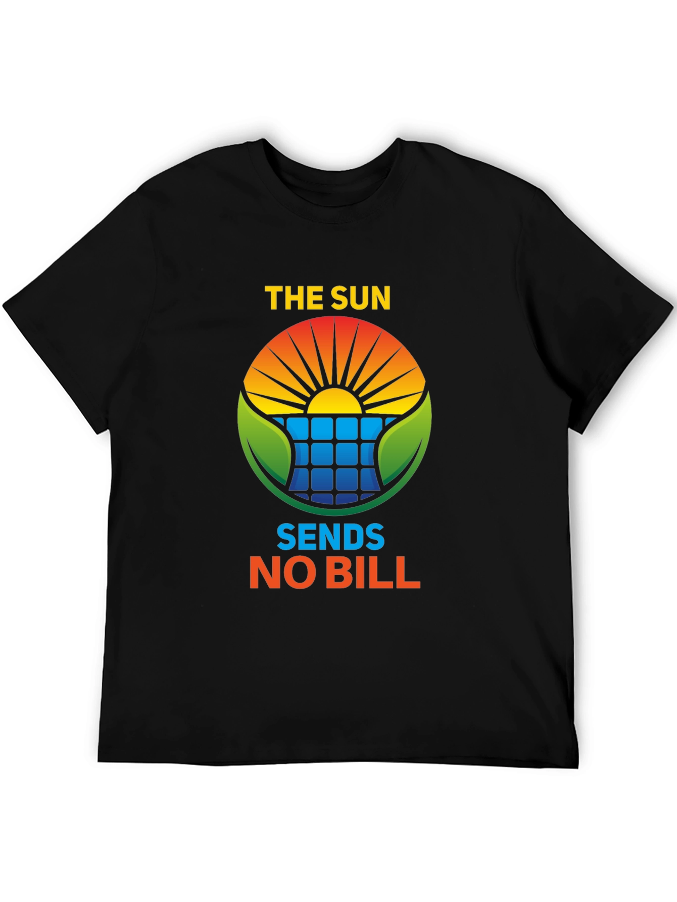 Black Eco-Friendly "The Sun Sends No Bill" Solar Energy T-Shirt view 5