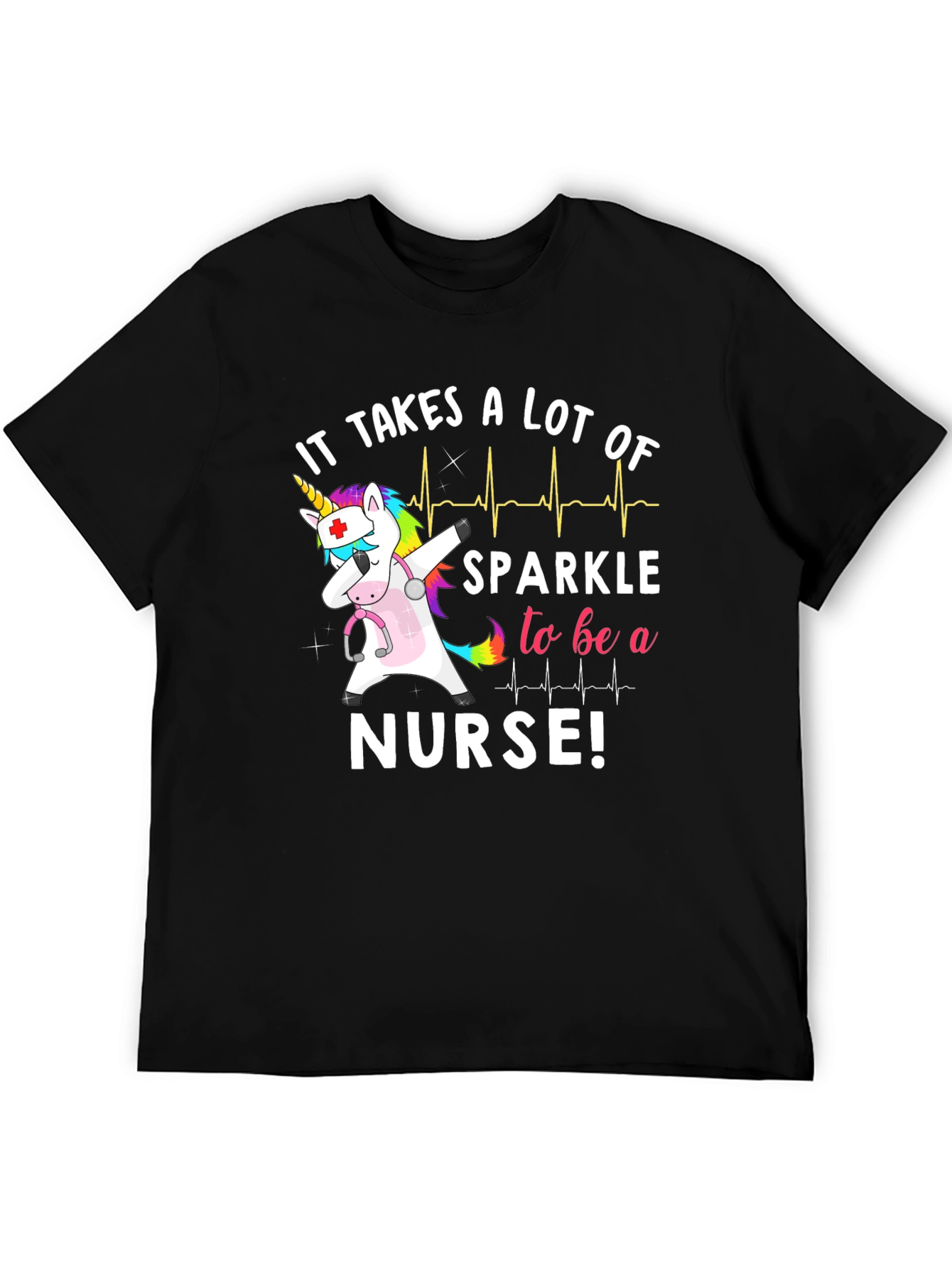Black Nurse Unicorn Graphic Tee view 5