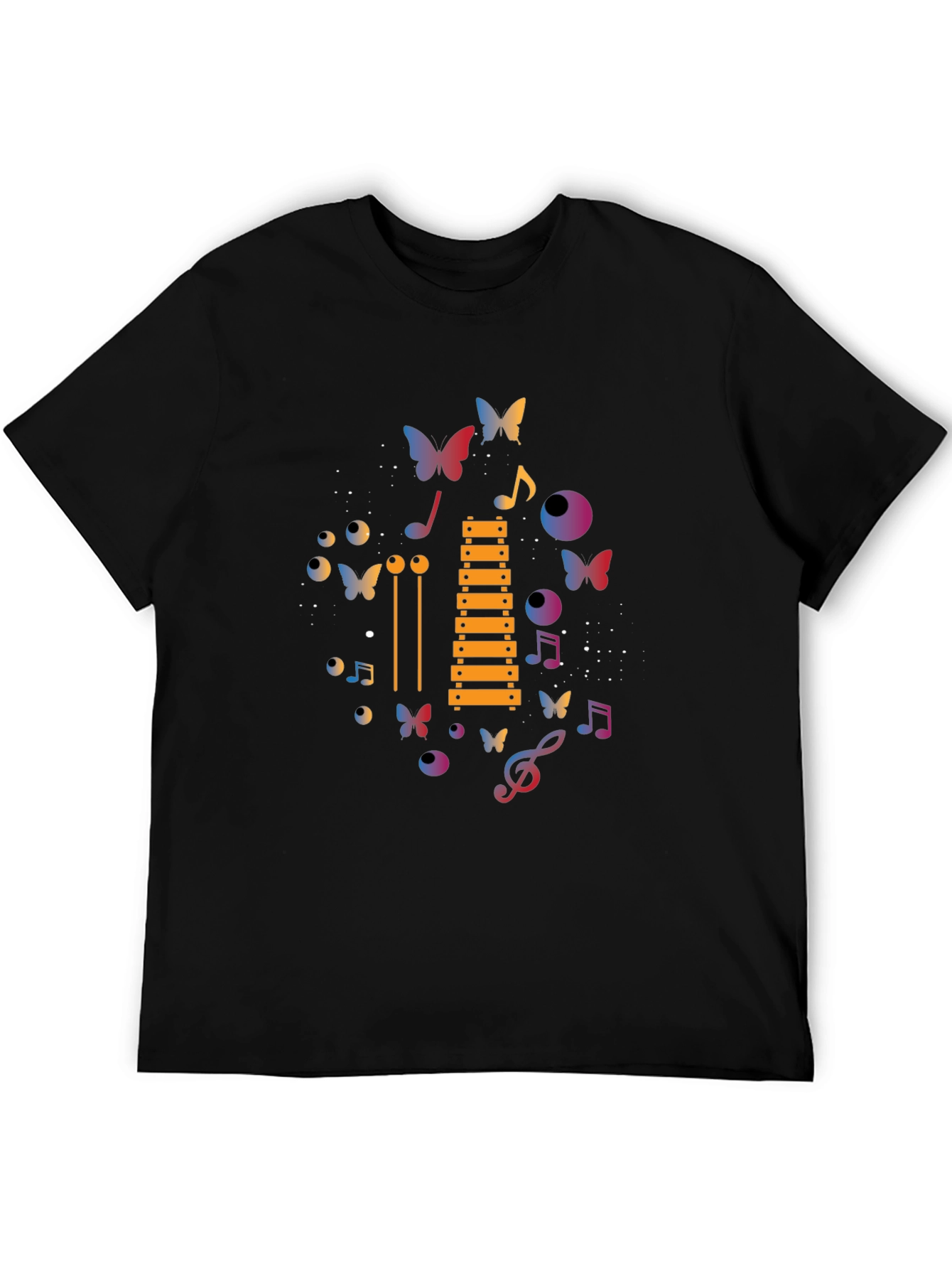 Black Musical Butterfly Graphic T-Shirt view 5