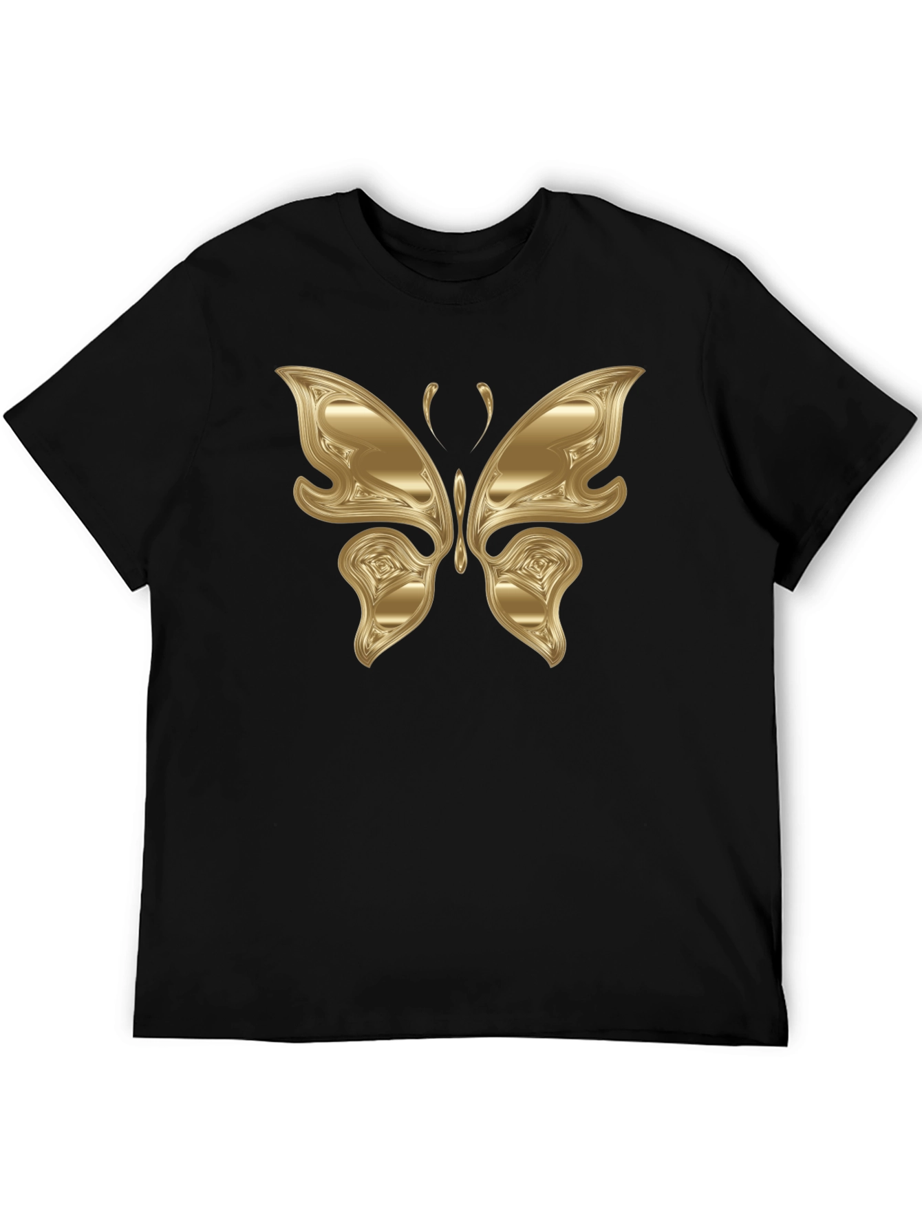 Black Golden Butterfly Graphic Black T-Shirt view 5