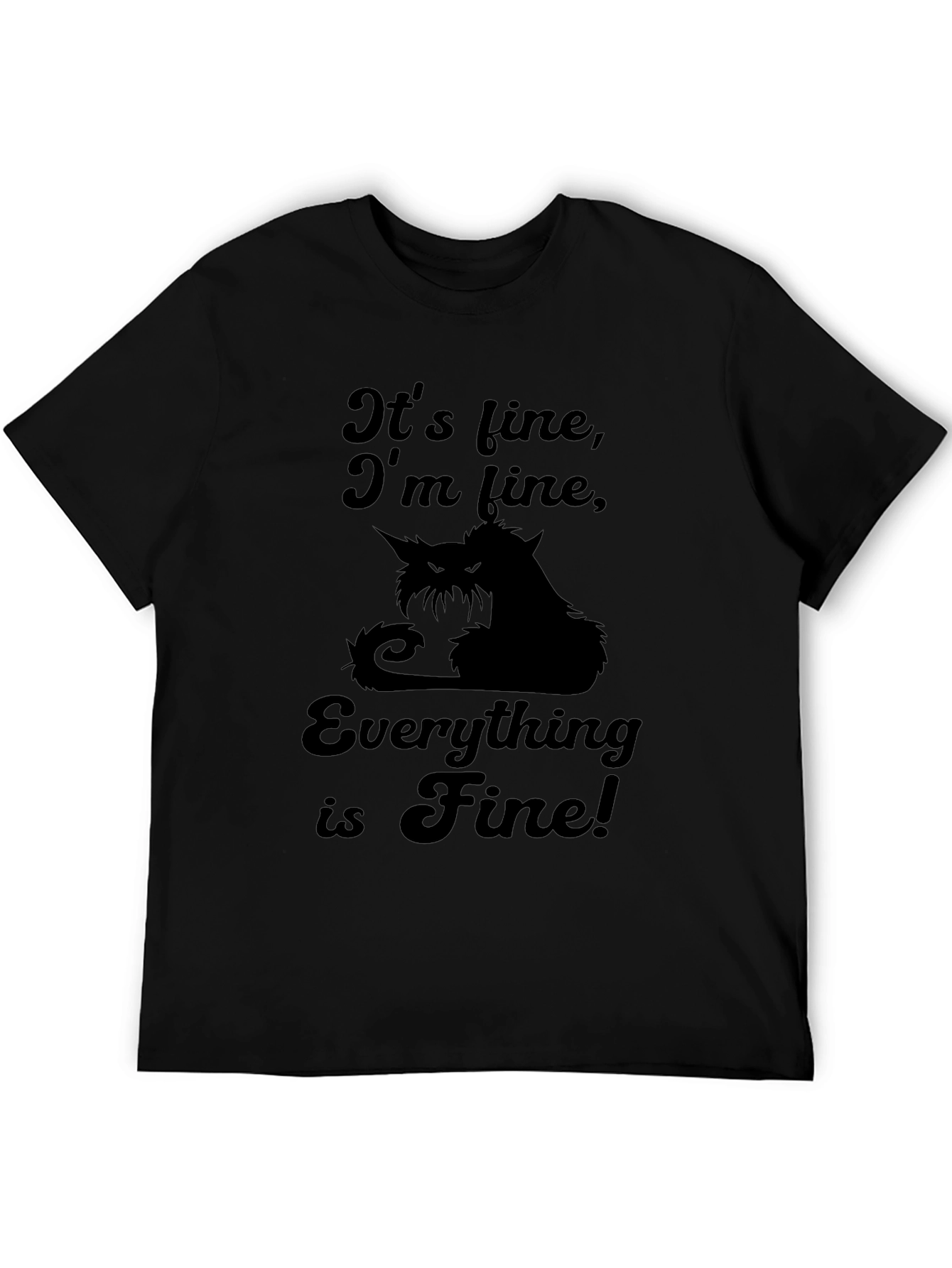 Black It's Fine Cat Graphic Tee view 5