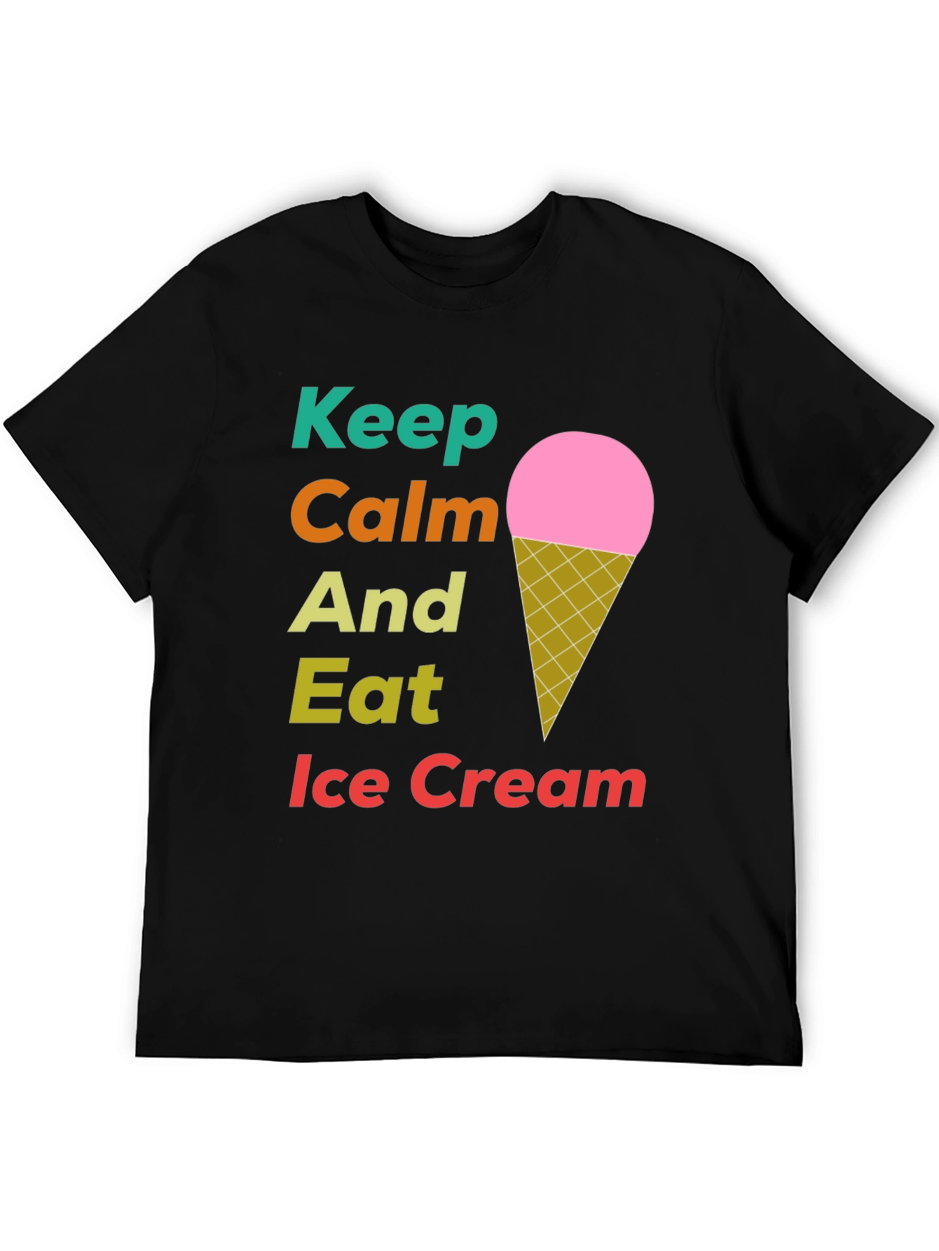 Black Keep Calm Eat Ice Cream T-Shirt view 5