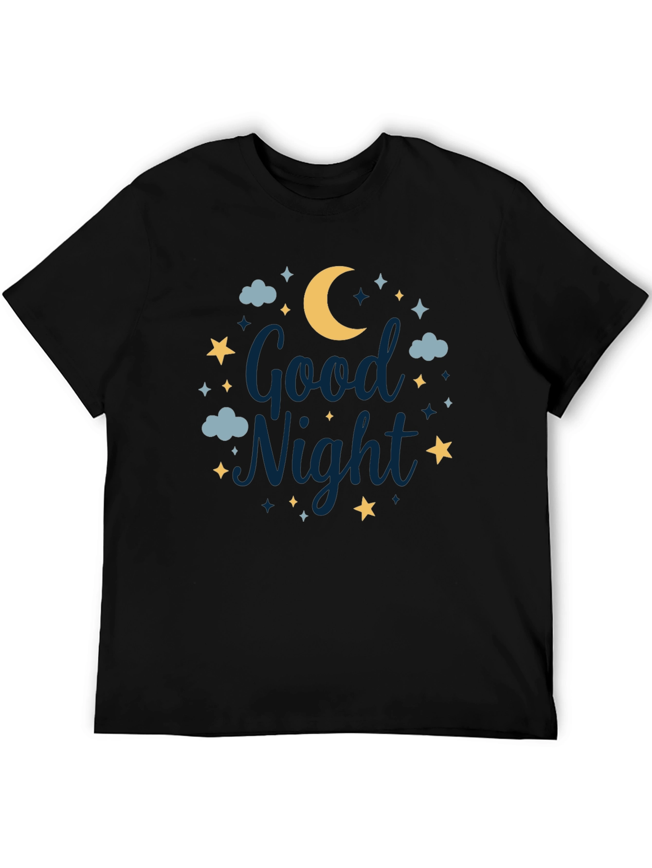 Black Good Night Moon & Stars Graphic Tee - Unisex Black T-Shirt view 5