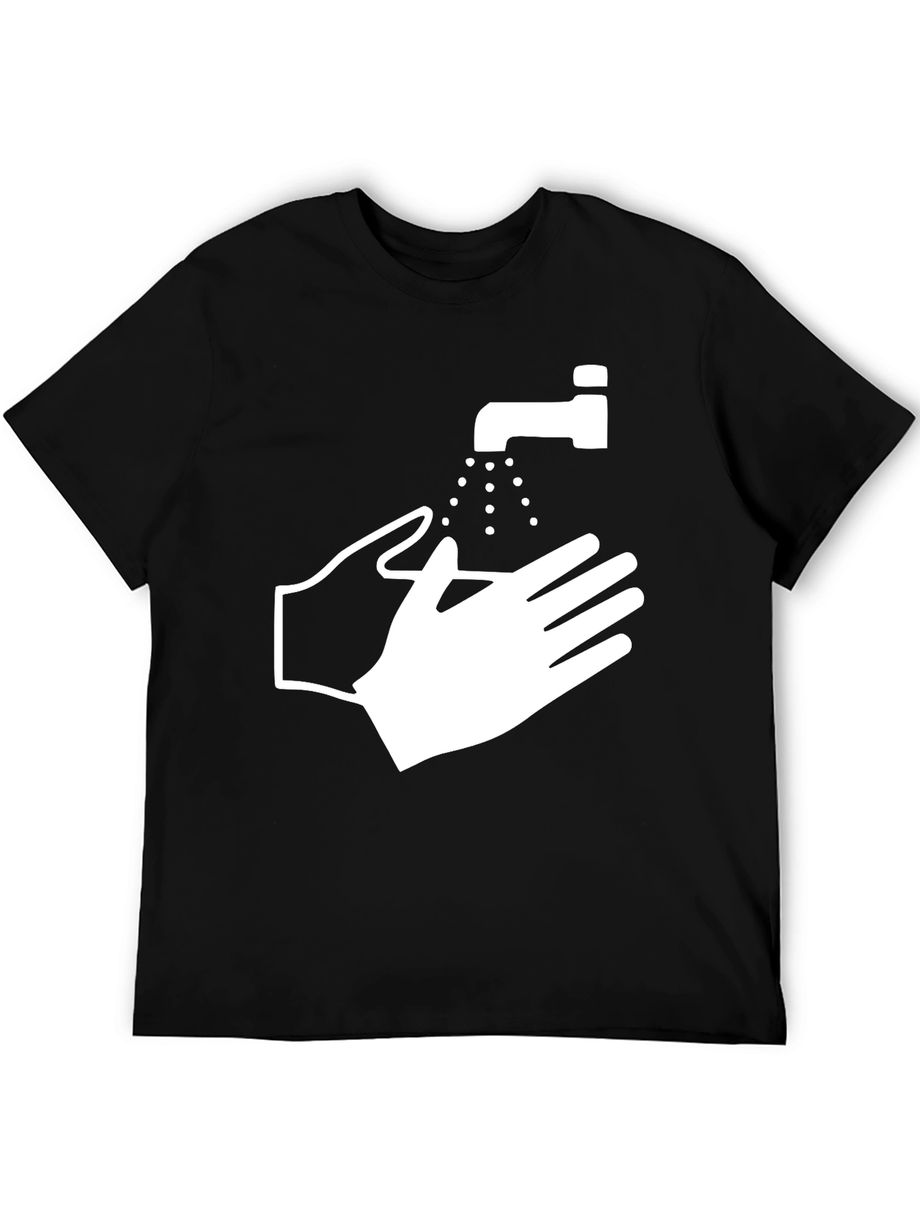 Black Wash Your Hands Graphic Tee - Black Cotton Blend view 5