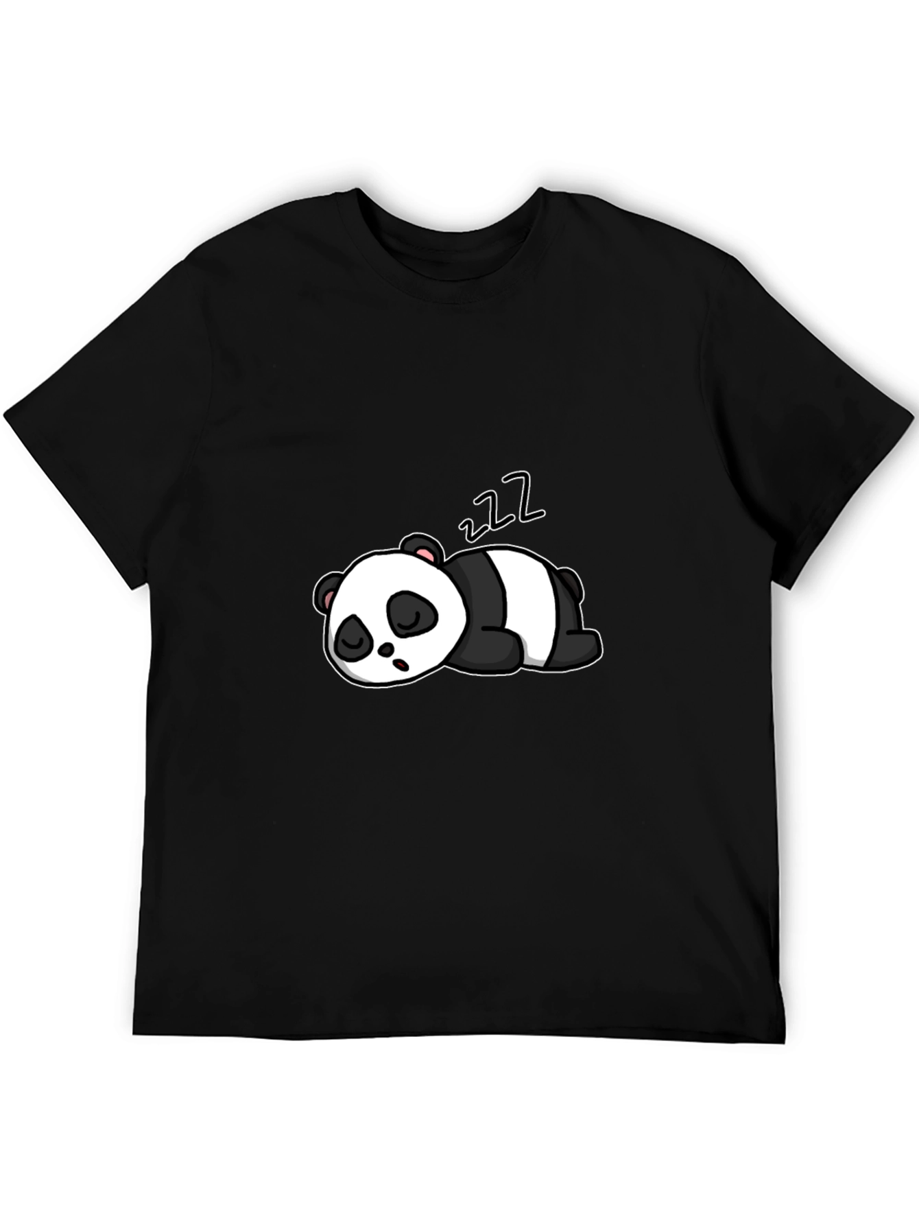 Black Cute Sleeping Panda Graphic Black T-Shirt view 5