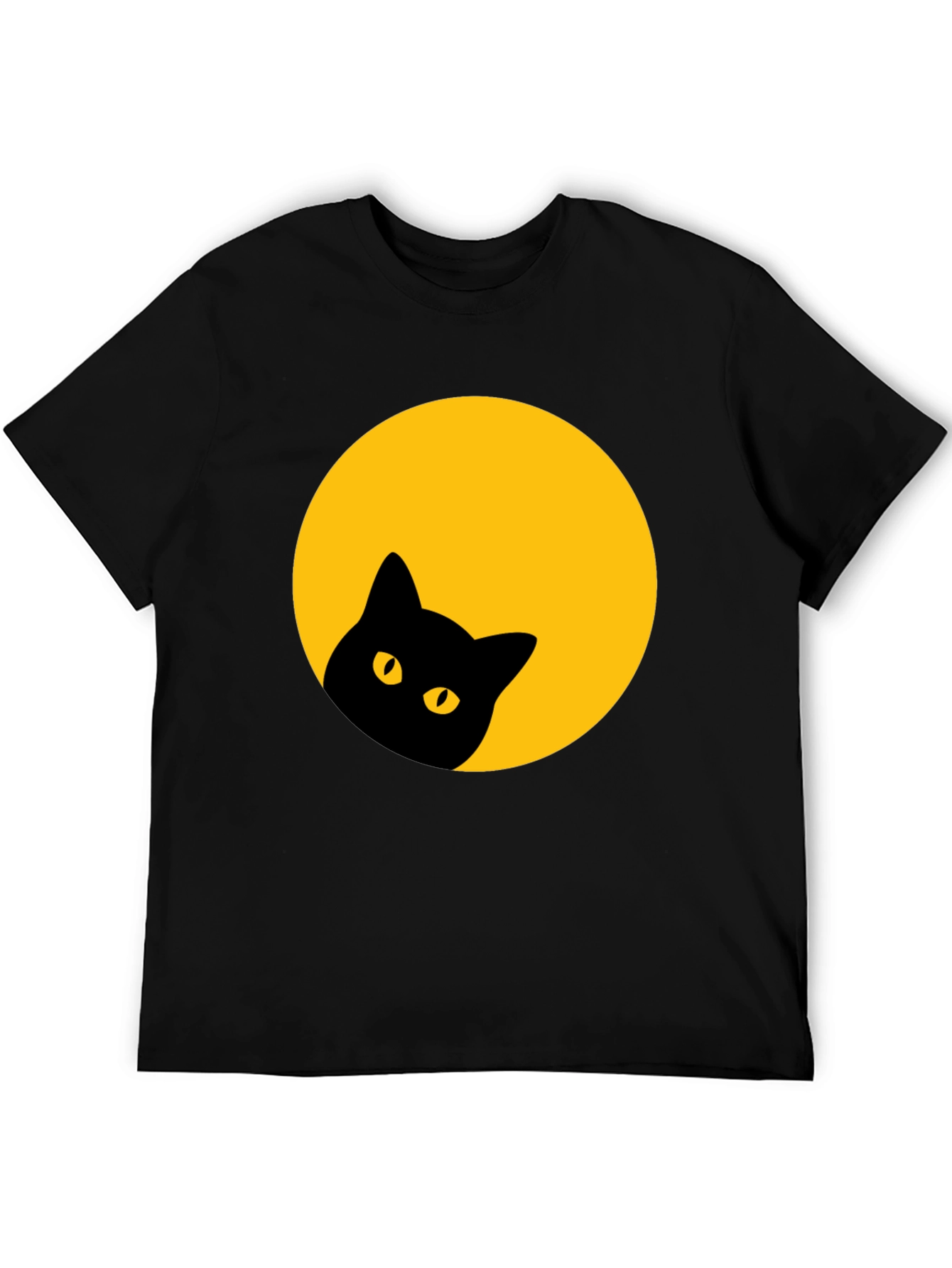 Black Black Cat Peek-a-Boo T-Shirt - Moon Design view 5