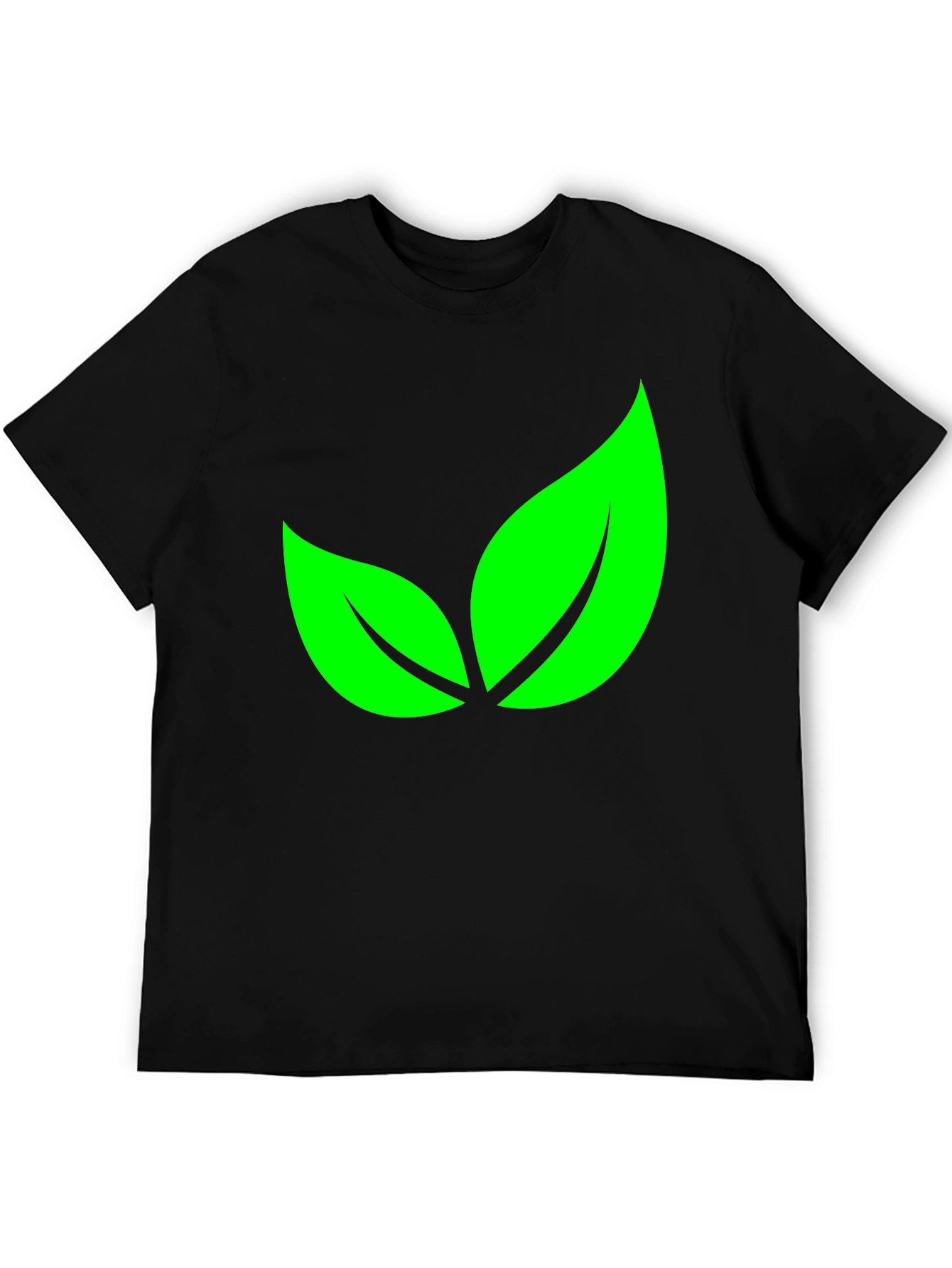 Black Green Leaves Graphic Black T-Shirt view 5