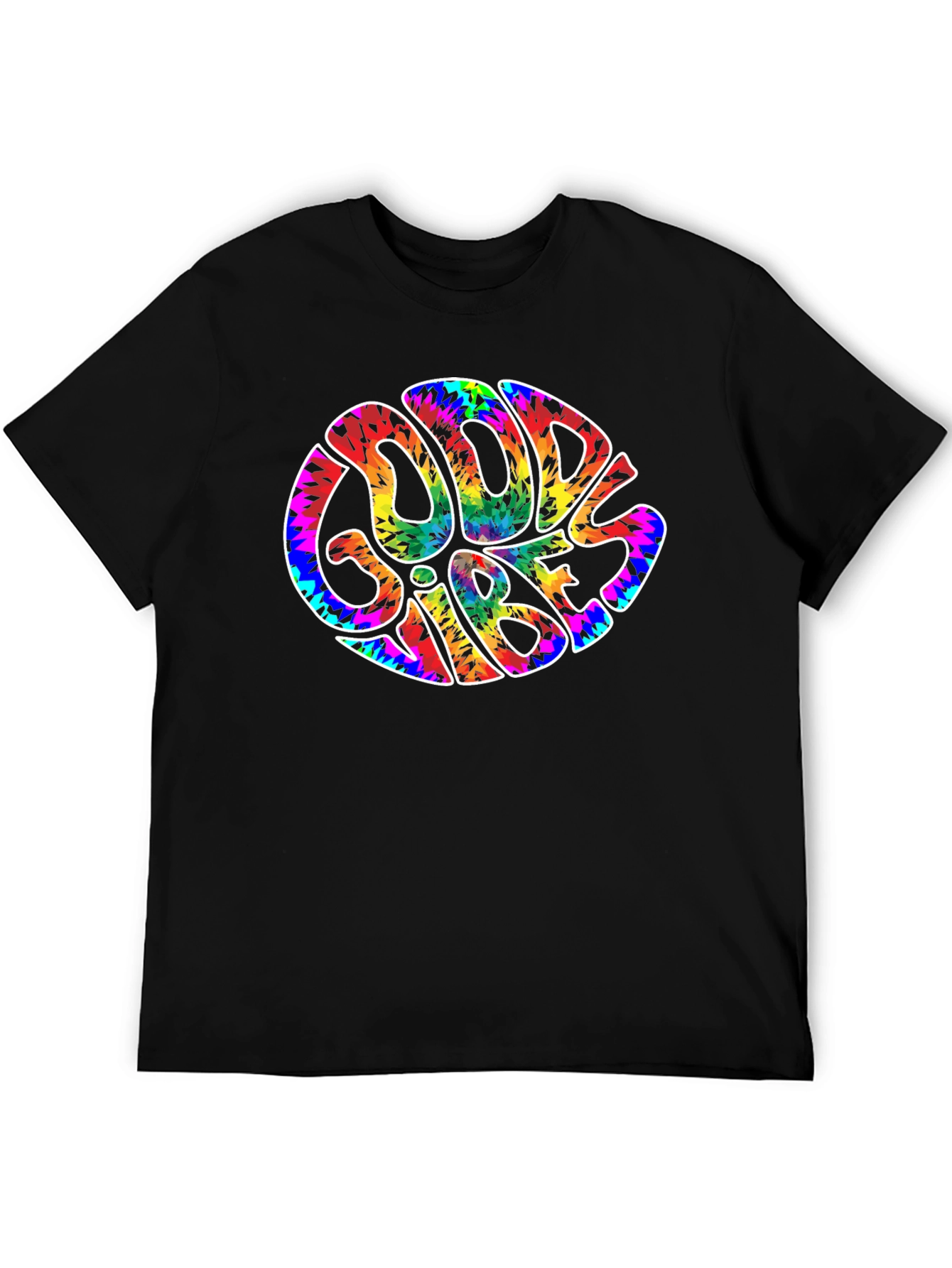 Black Good Vibes Tie Dye Graphic T-Shirt view 5