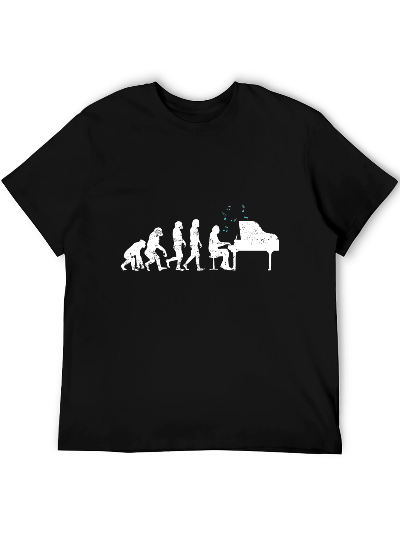 Black Evolution of Piano Player Black T-Shirt view 5