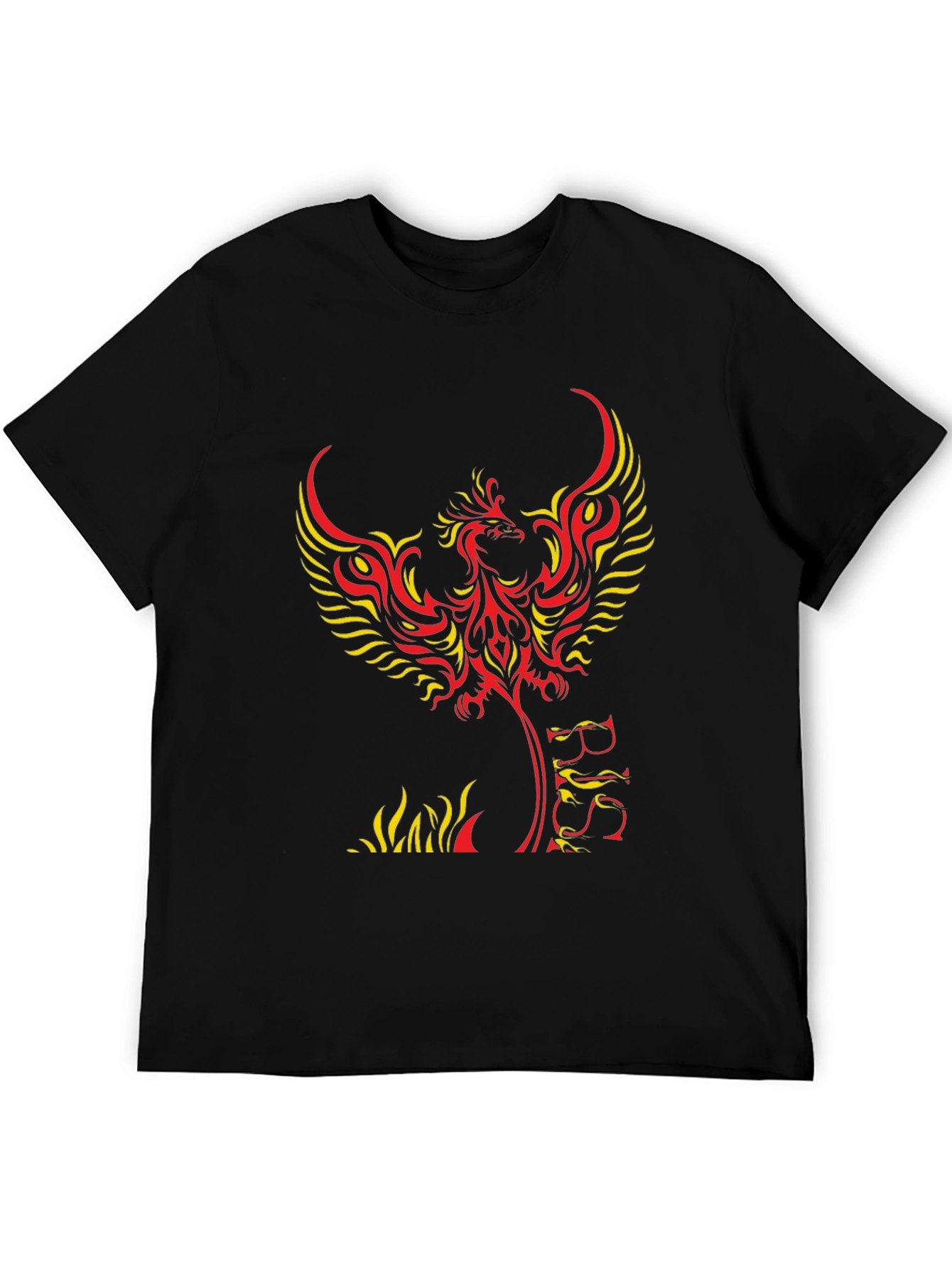 Black Phoenix Graphic Tee - Black Cotton Blend Shirt view 5