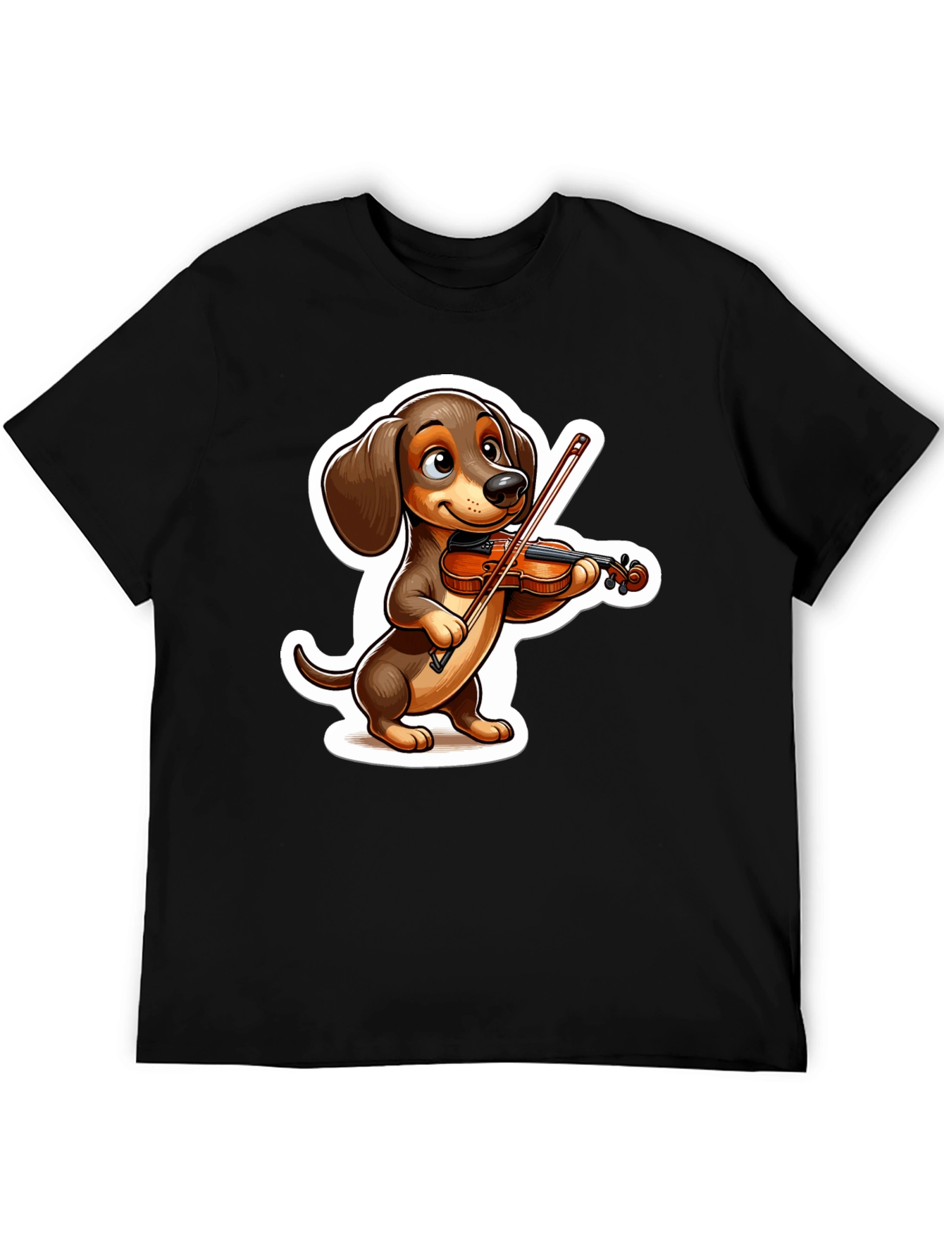 Black Dachshund Violinist T-Shirt - Cute Dog Lover Tee view 5