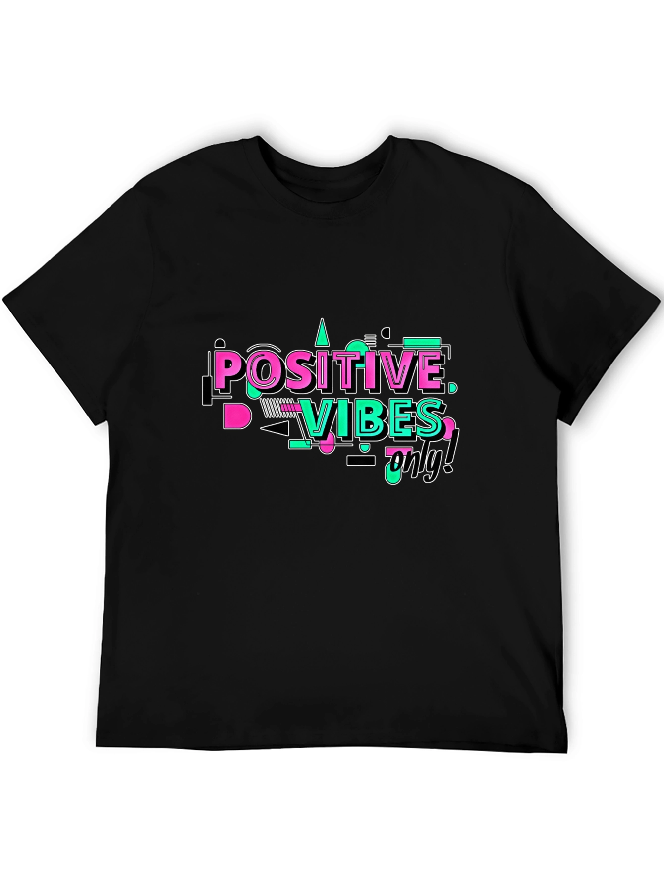 Black Positive Vibes Only Graphic T-Shirt view 5
