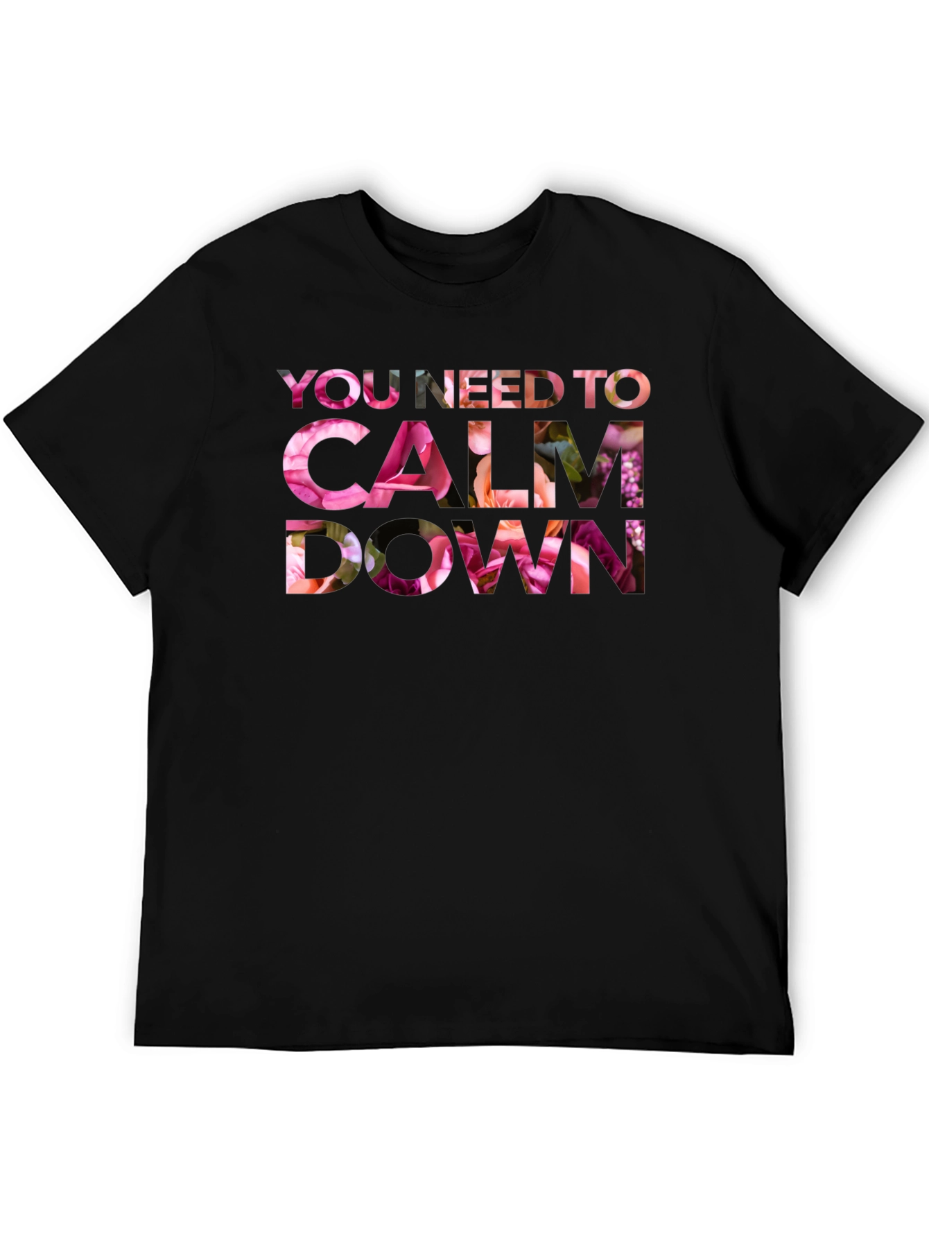 Black Floral Calm Down Graphic T-Shirt view 5