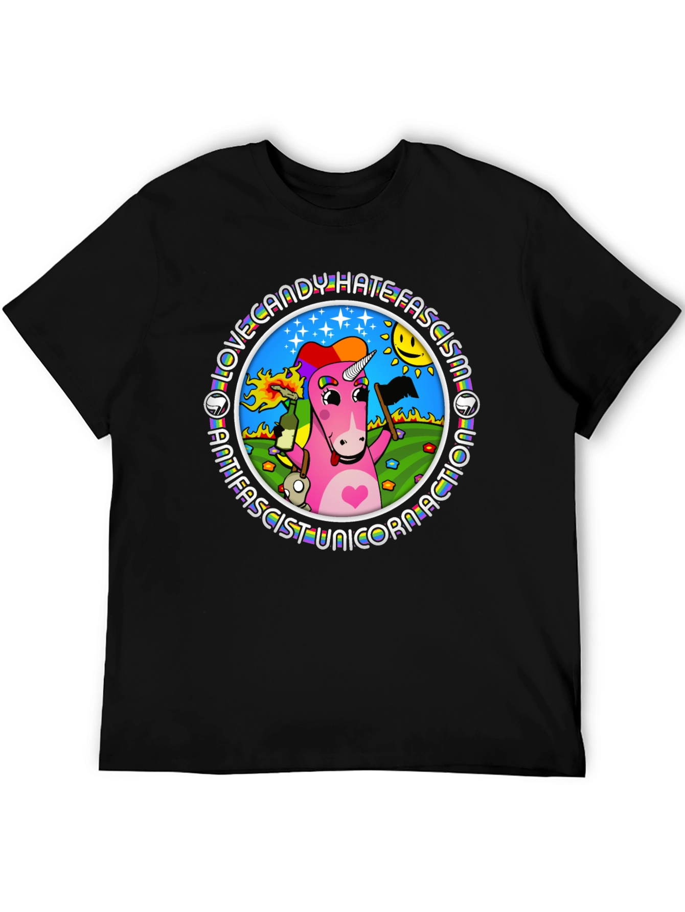 Black Antifascist Unicorn T-Shirt - Love Candy view 5