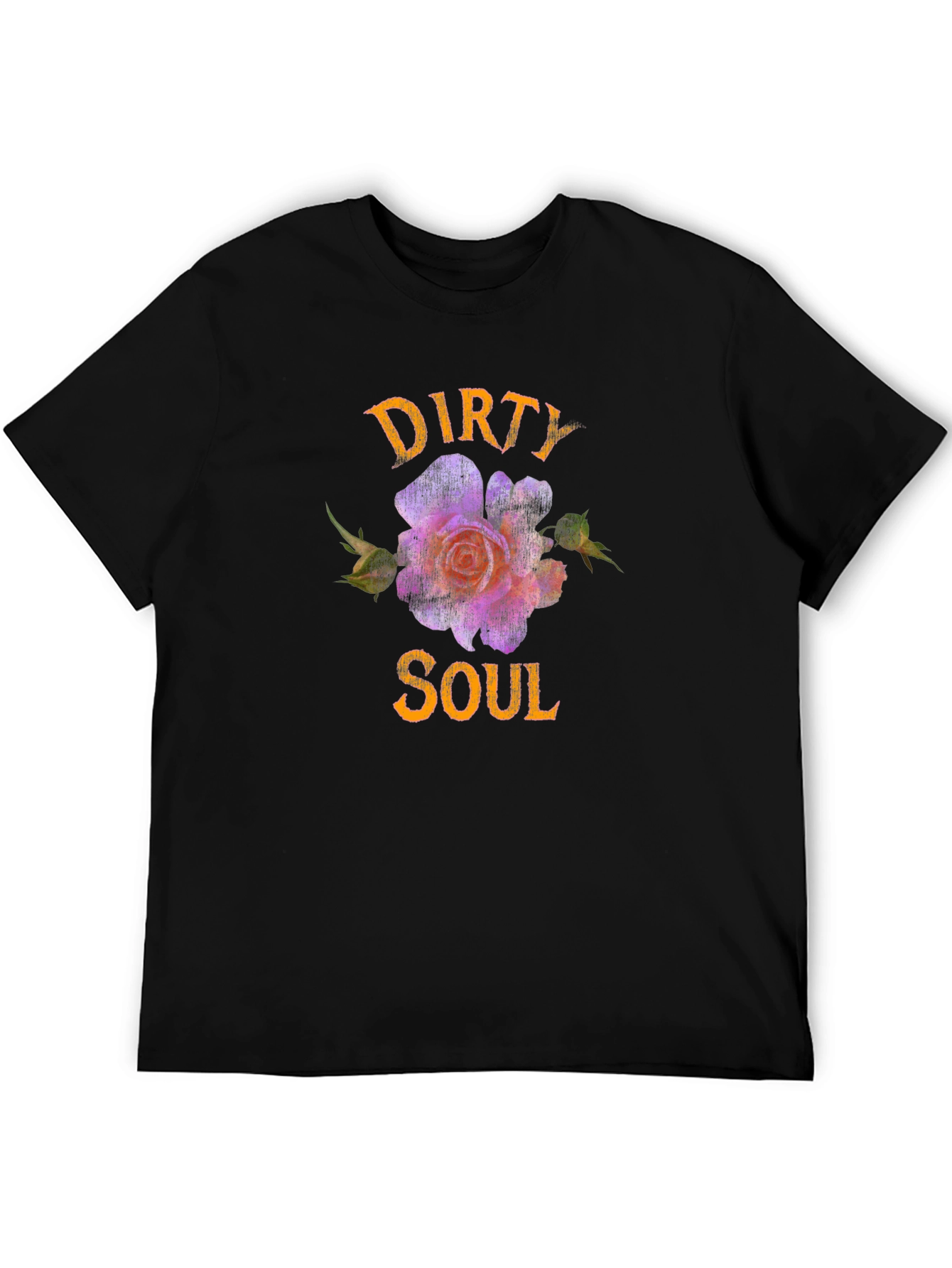 Black Dirty Soul T-Shirt - Floral Design view 5