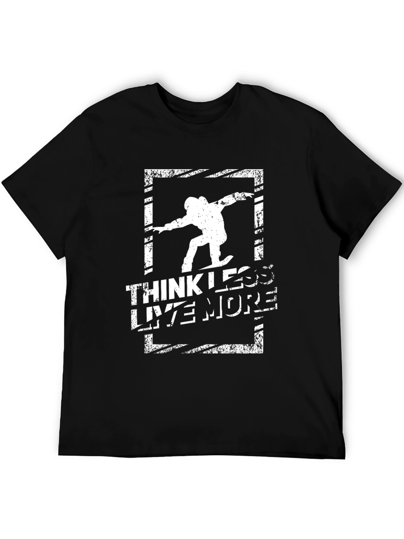 Black Think Less Live More Graphic Tee view 5