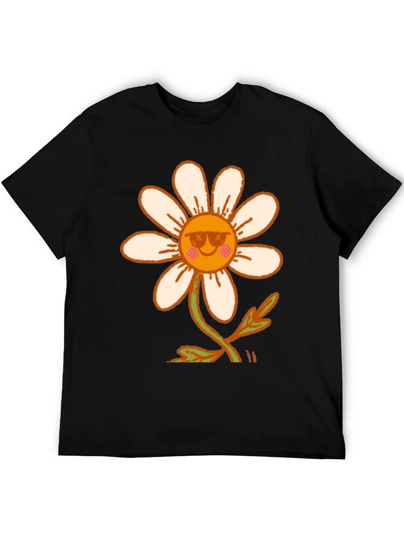 Black Retro Daisy Flower T-Shirt - Black view 5