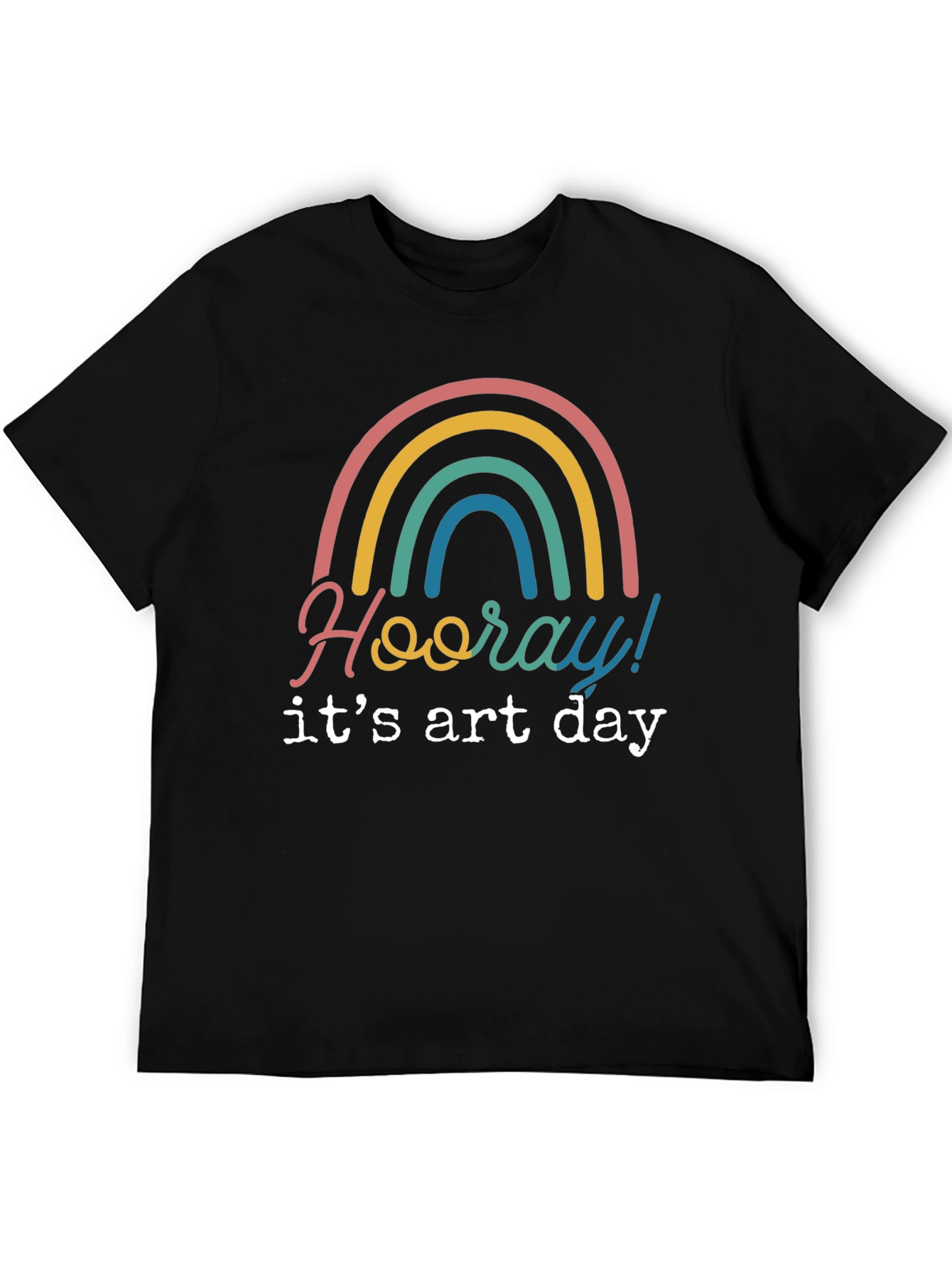 Black Hooray It's Art Day Rainbow T-Shirt view 5