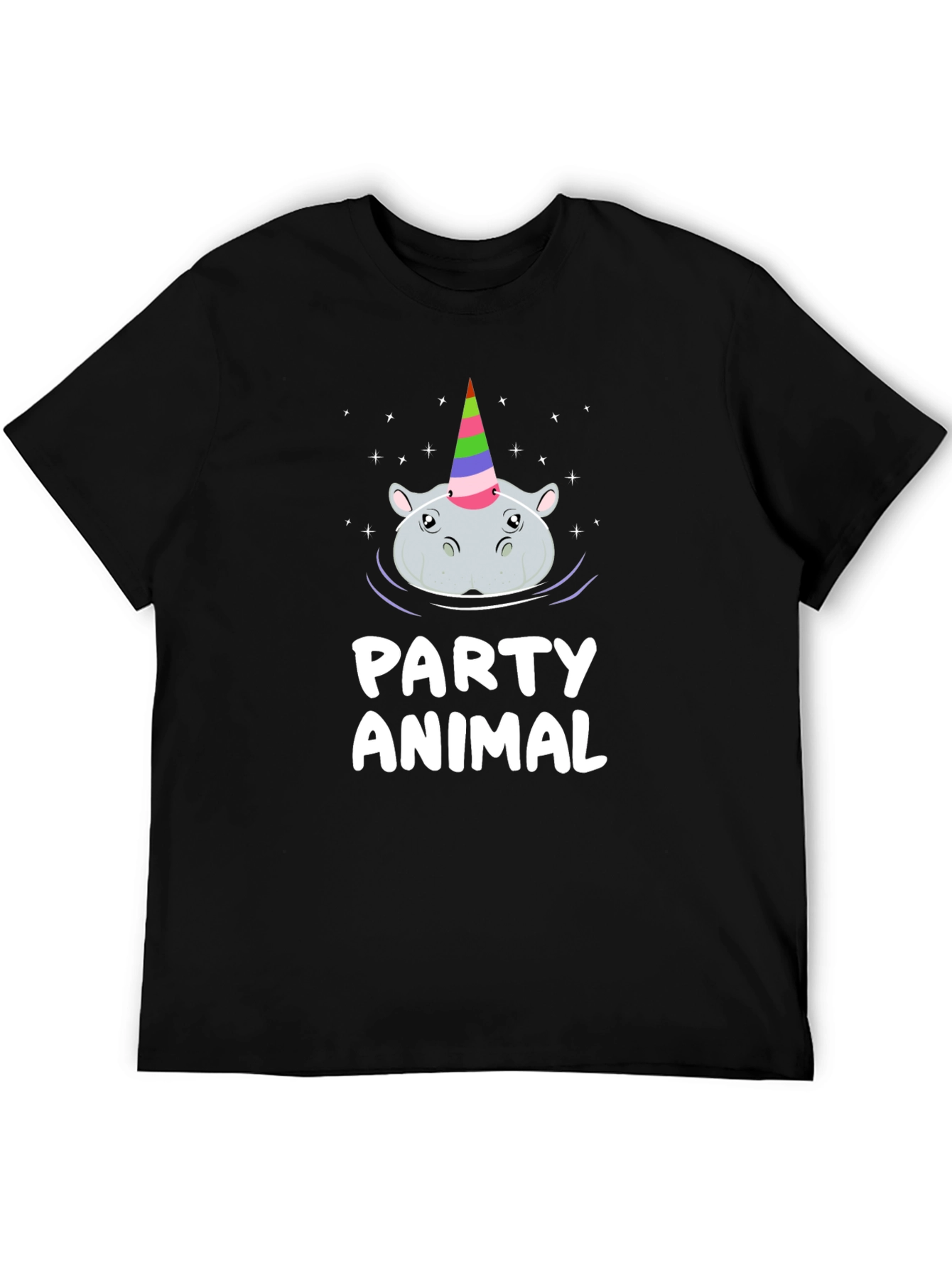 Black Party Animal Hippo Unicorn T-Shirt view 5