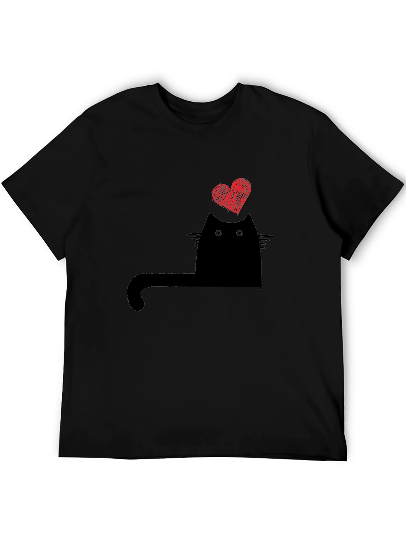 Black Cat Heart Graphic T-Shirt - Black view 5