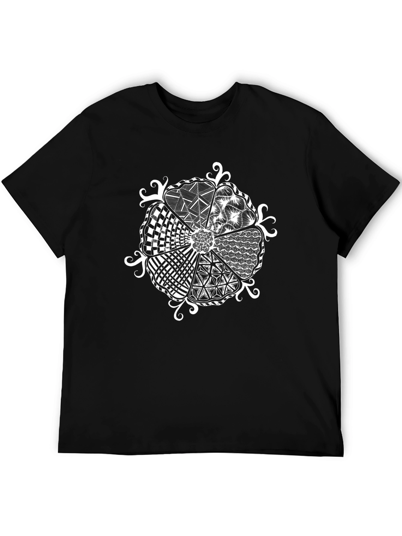 Abstract Mandala Graphic Black T-Shirt - 5
