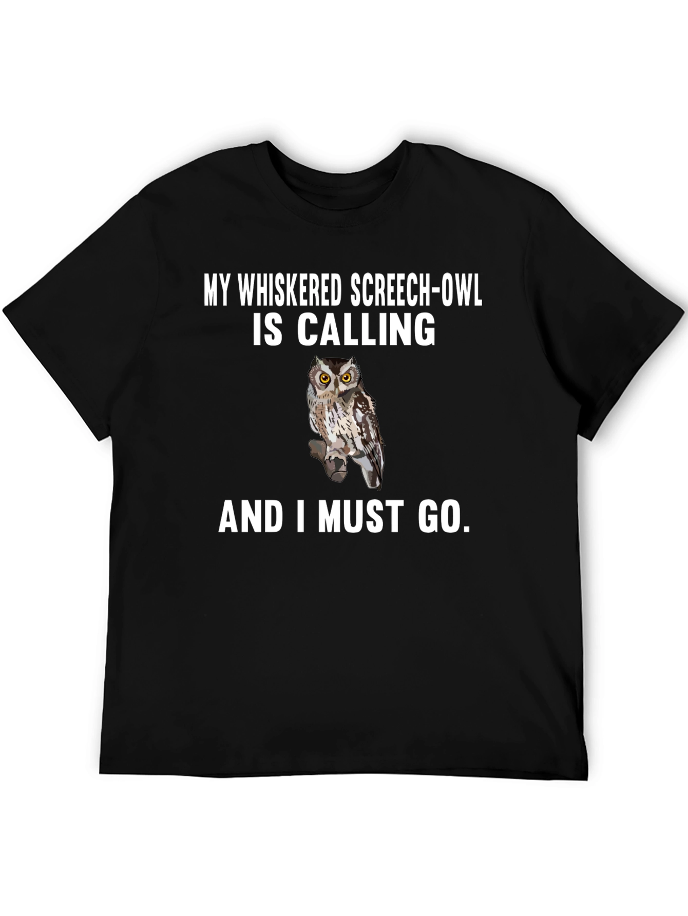 Black Whiskered Screech Owl T-Shirt - Must Go! view 5