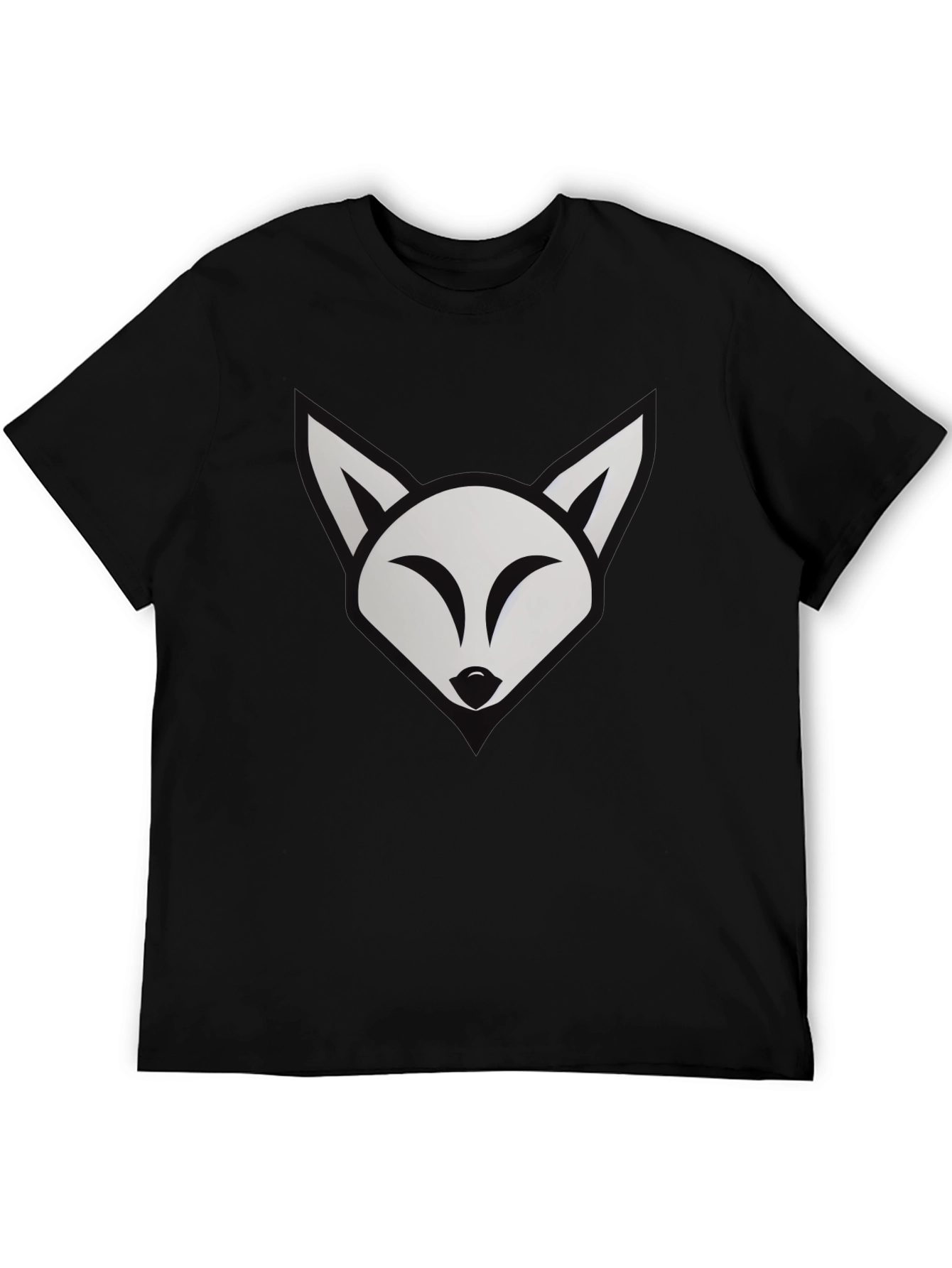 Black Fox Graphic Tee - Modern Black Cotton T-Shirt view 5