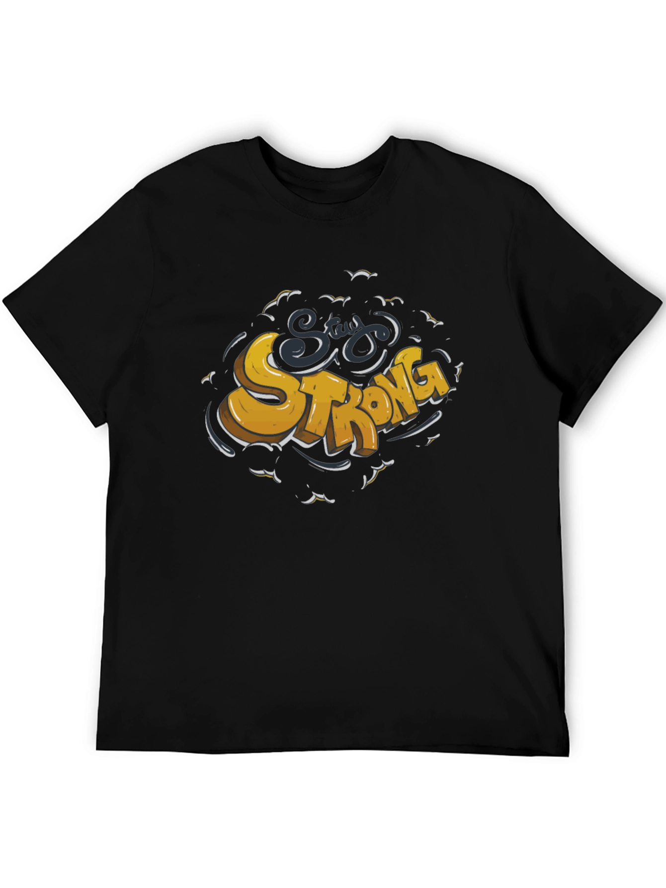 Black Stay Strong Graphic Tee - Black Crew Neck T-Shirt view 5