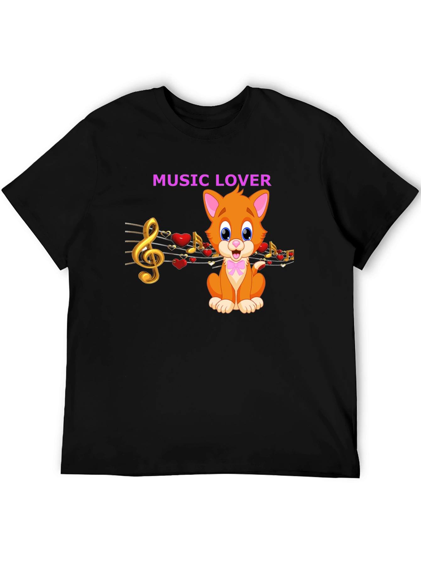 Black Music Lover Cat Graphic Tee view 5
