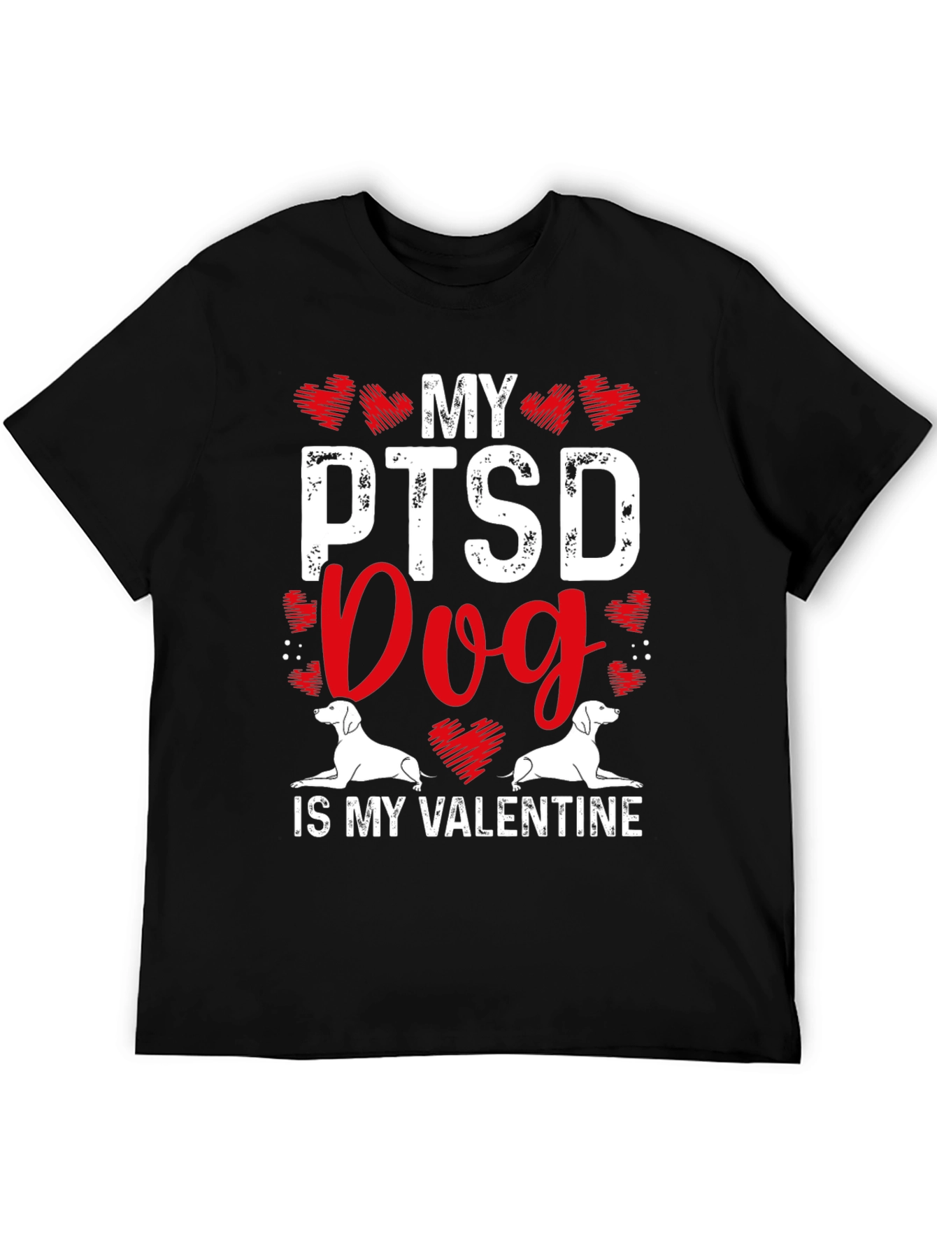 Black My PTSD Dog Is My Valentine T-Shirt view 5