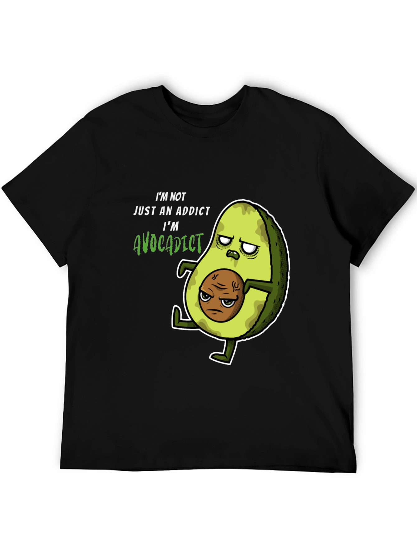 Black Avocaddict T-Shirt Funny Graphic Tee view 5