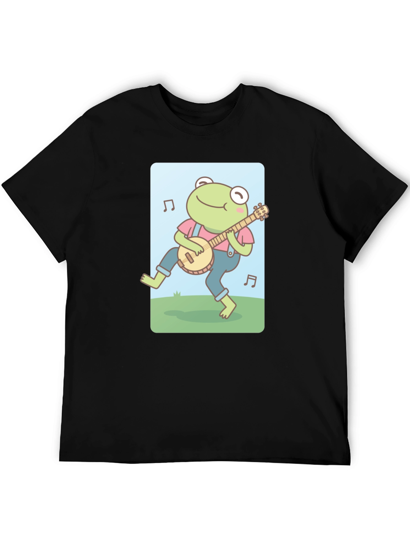 Black Frog Banjo Music T-Shirt - Cute Cartoon Design view 5