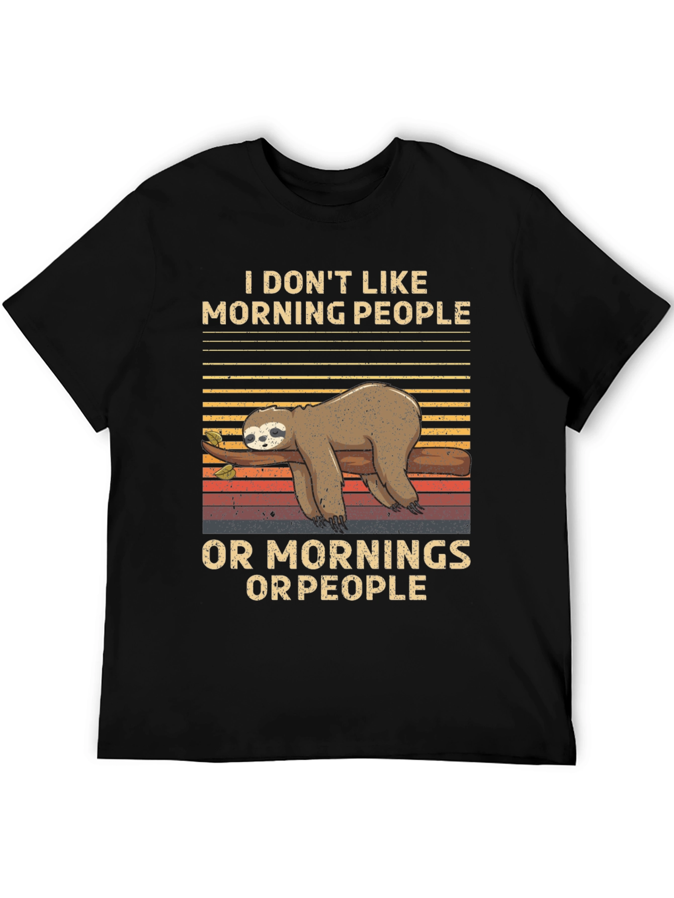 Black Funny Sloth T-Shirt: I Don't Like Morning People view 5