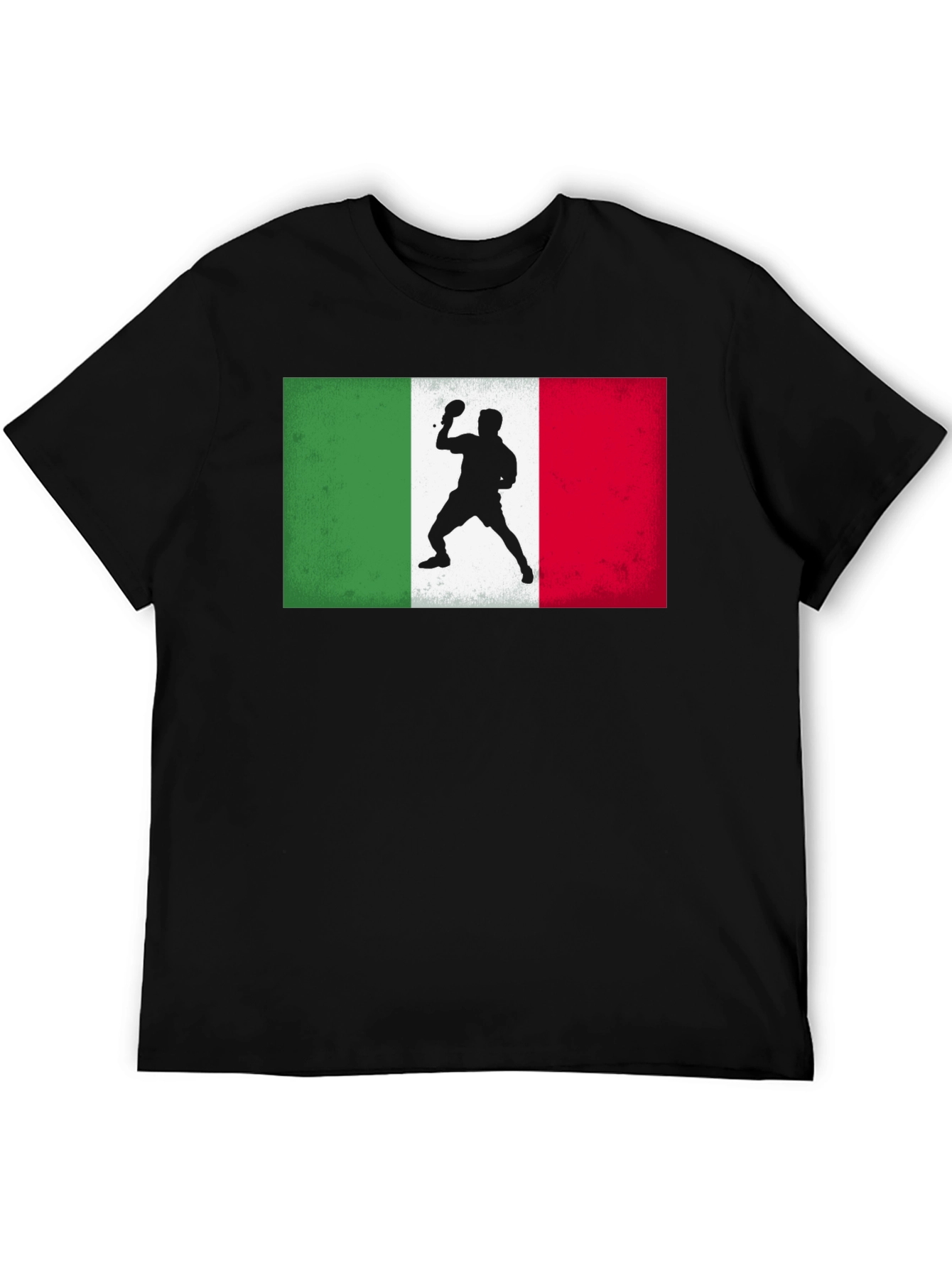 Black Italy Table Tennis Flag T-Shirt view 5